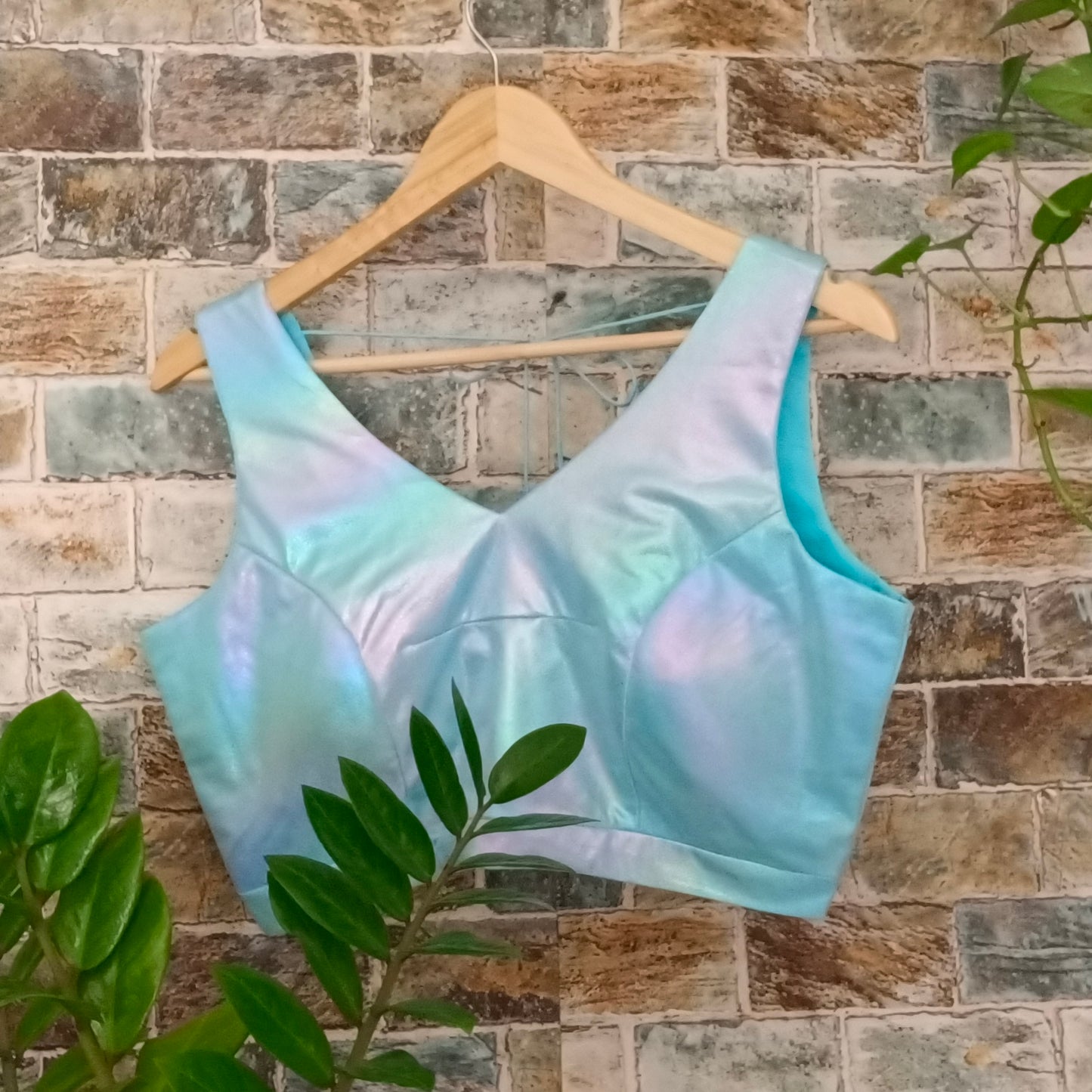 Pastel Blue Shimmer Sleeveless Blouse