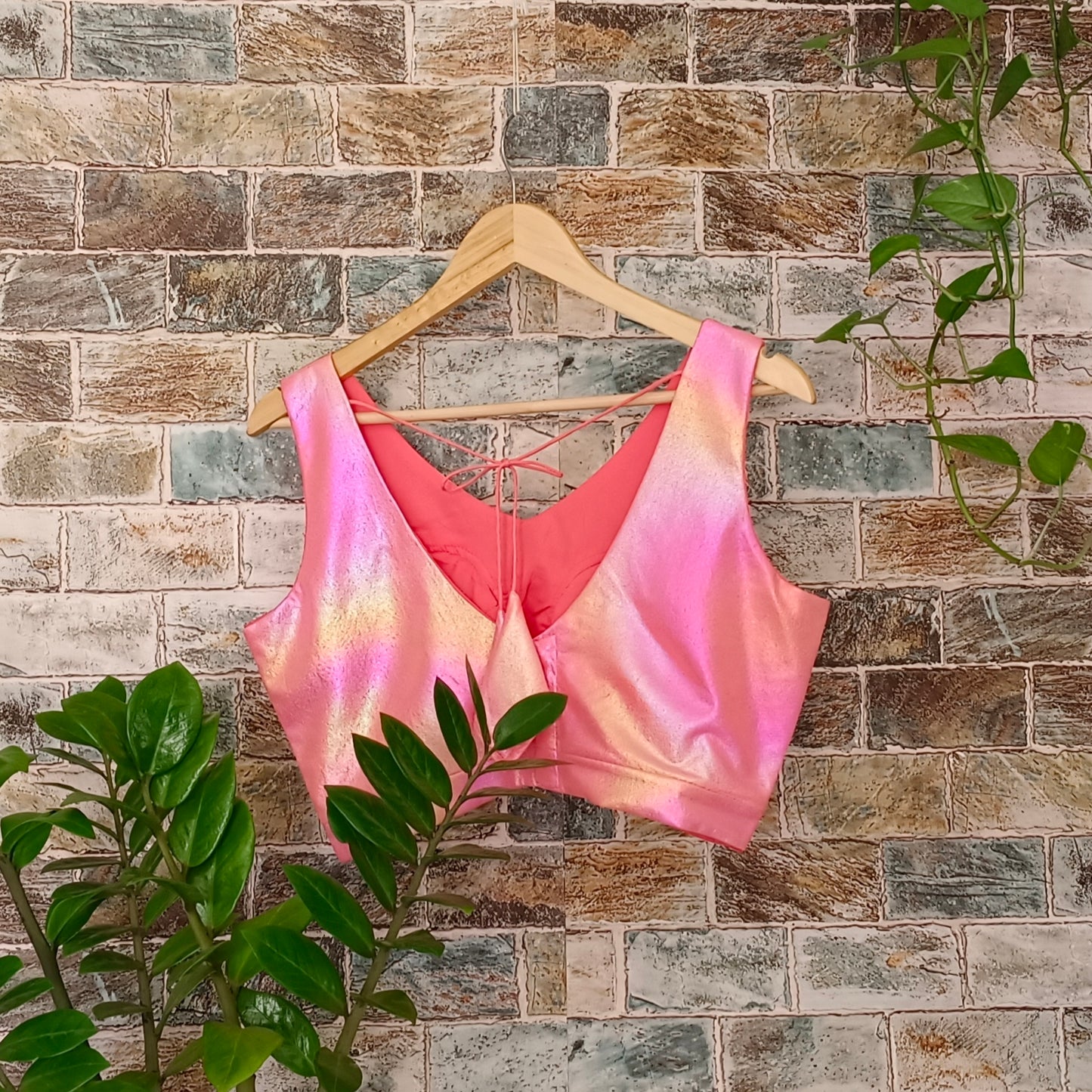 Pink Shimmer Sleeveless Blouse
