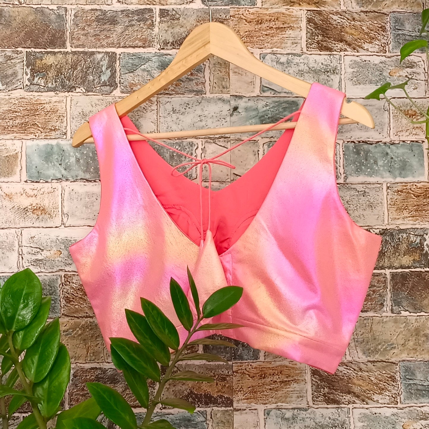 Pink Shimmer Sleeveless Blouse