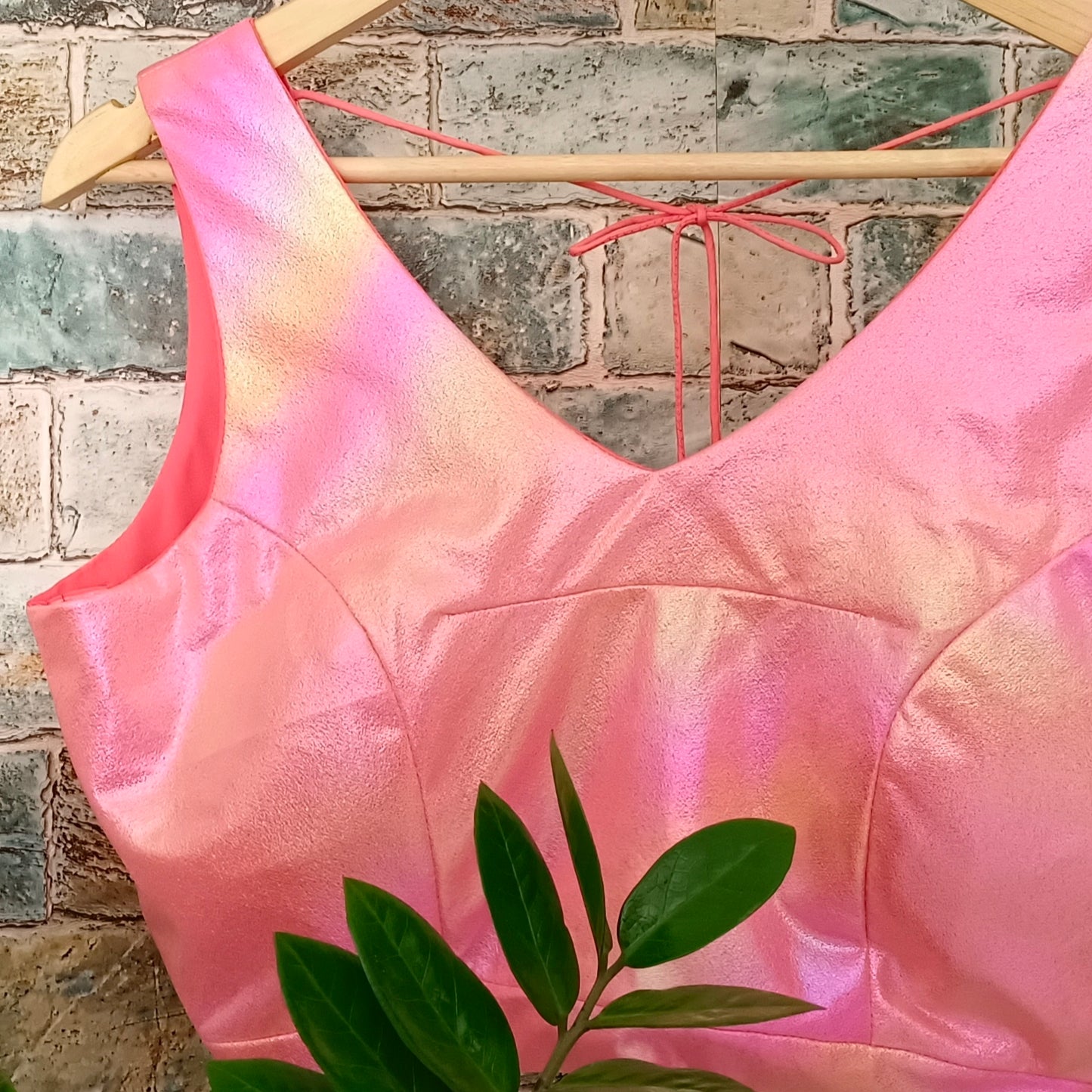 Pink Shimmer Sleeveless Blouse