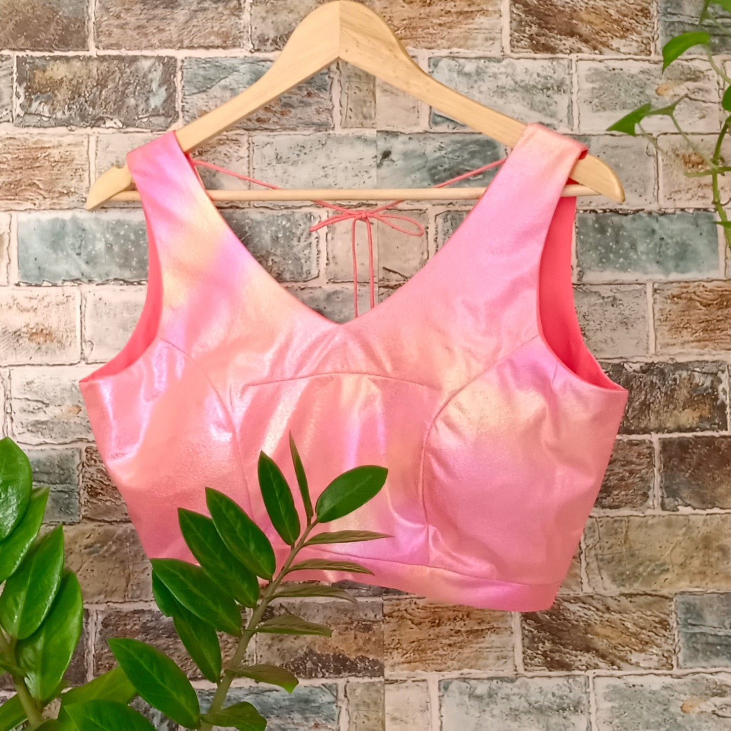 Pink Shimmer Sleeveless Blouse