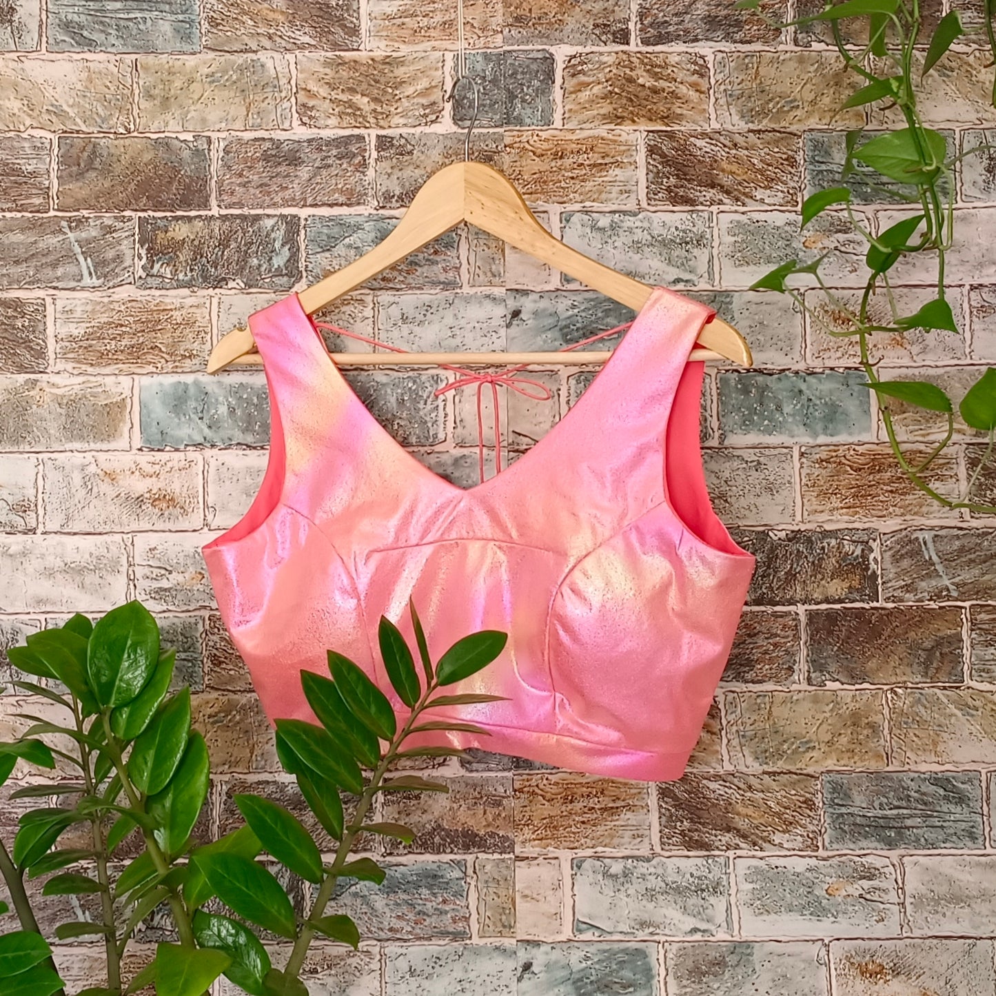 Pink Shimmer Sleeveless Blouse