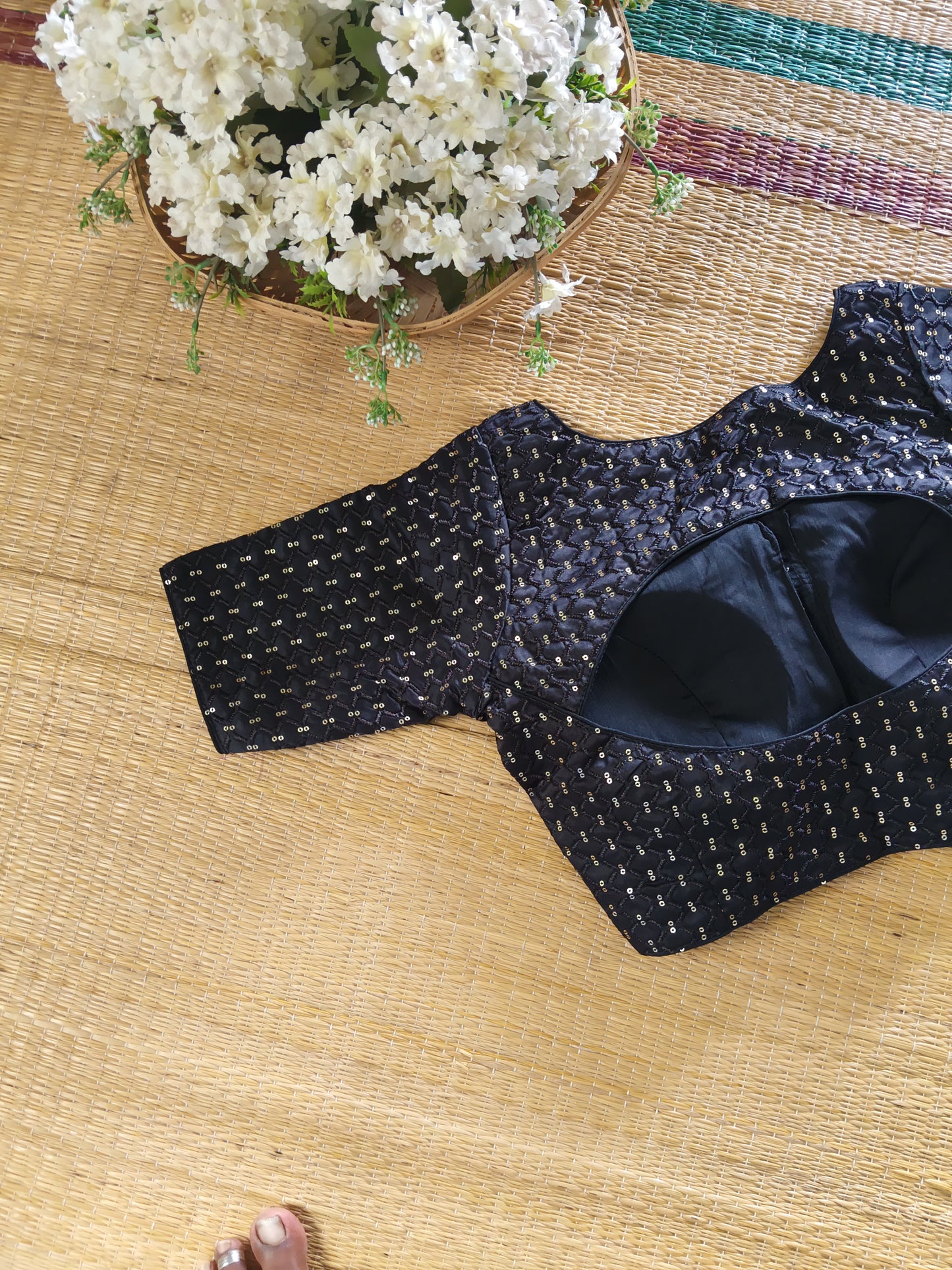 Black Semi Silk Sequence Blouse(assorted)
