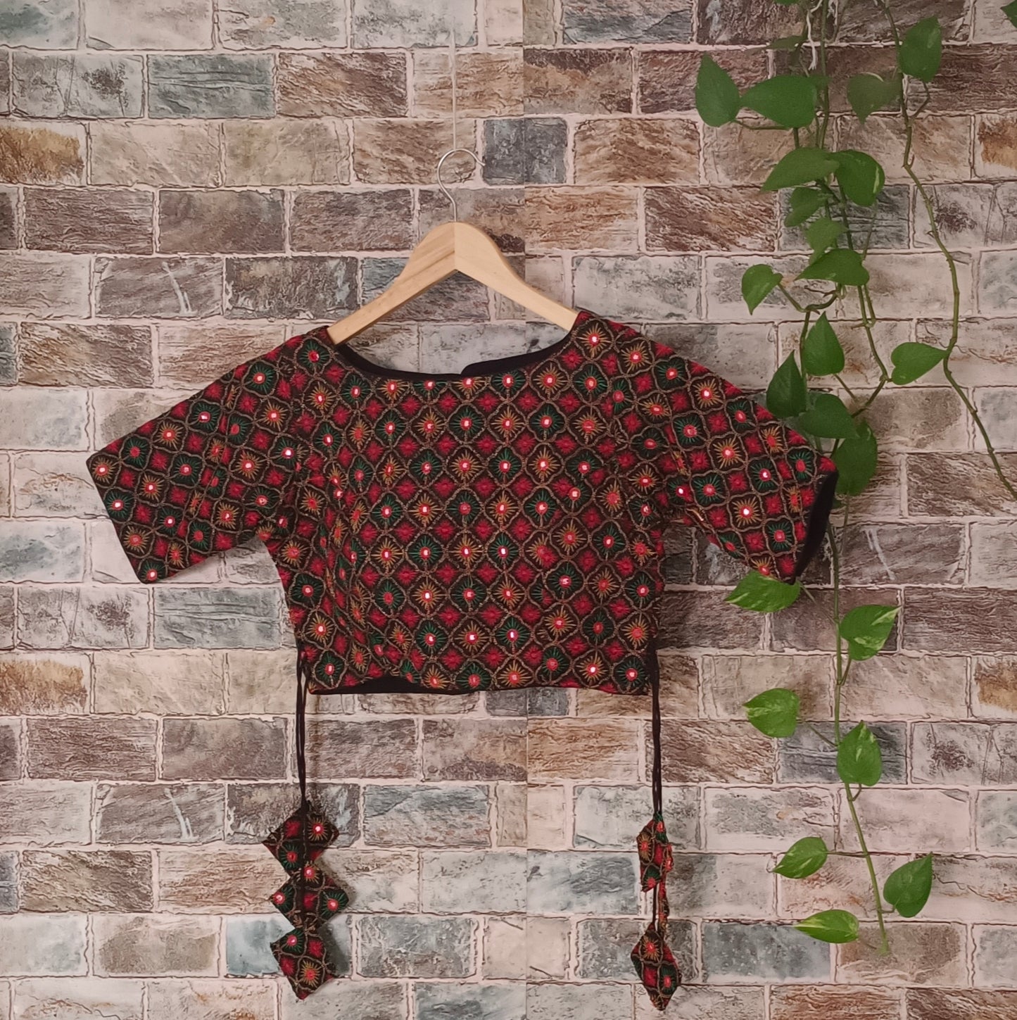 Black Multicolor Mirrorwork Blouse
