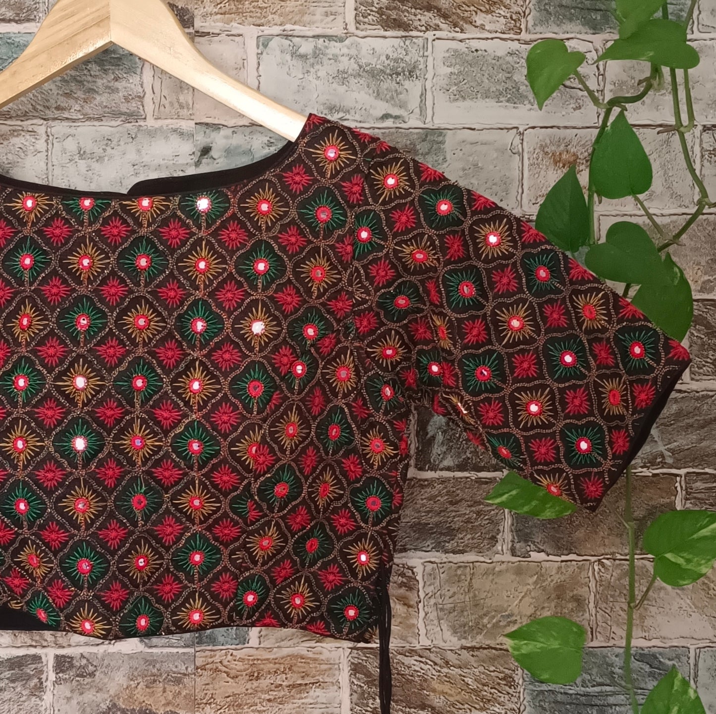 Black Multicolor Mirrorwork Blouse