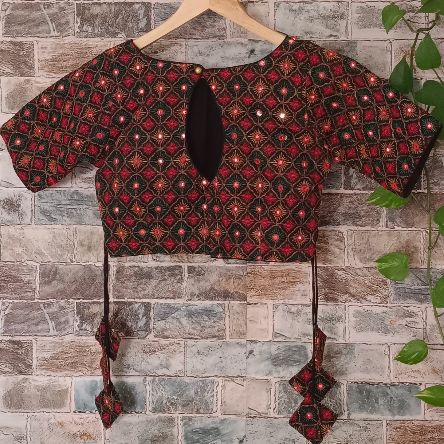 Black Multicolor Mirrorwork Blouse
