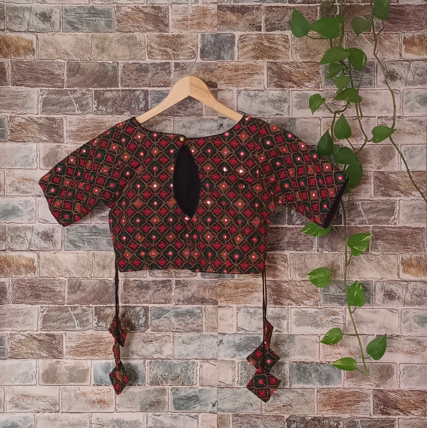 Black Multicolor Mirrorwork Blouse
