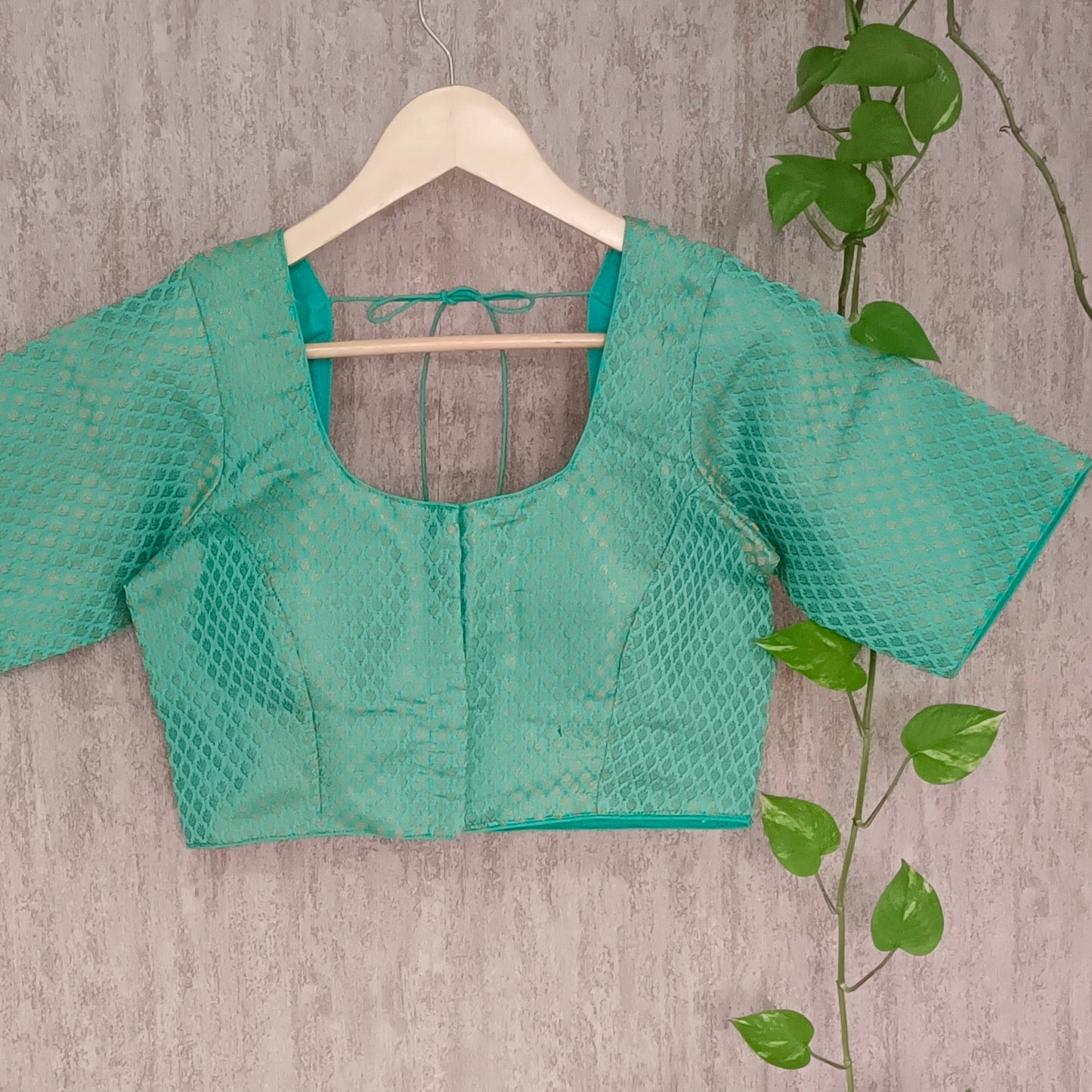Classic Aqua Green Brocade Blouse(assorted)