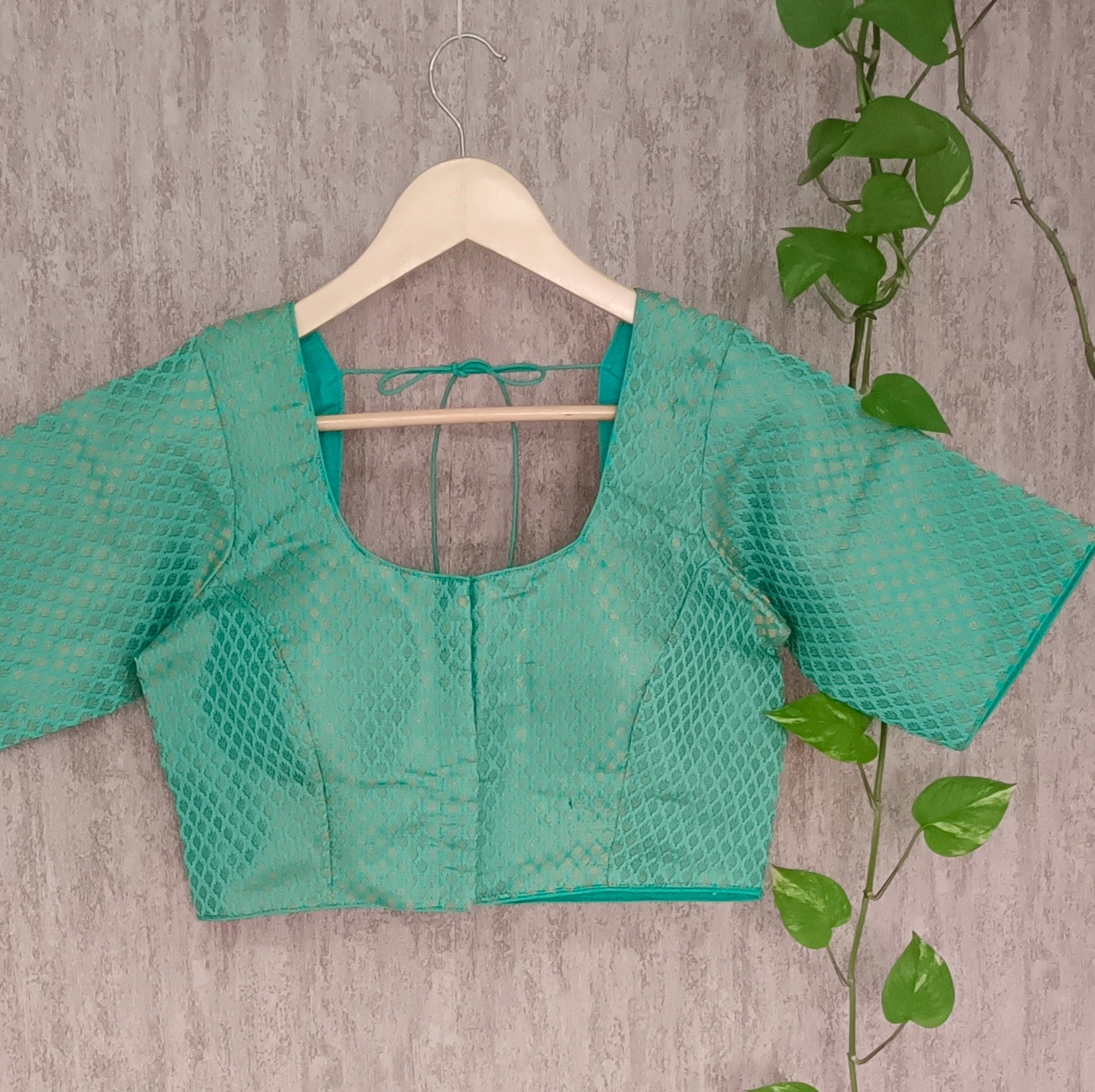 Classic Aqua Green Brocade Blouse(assorted)