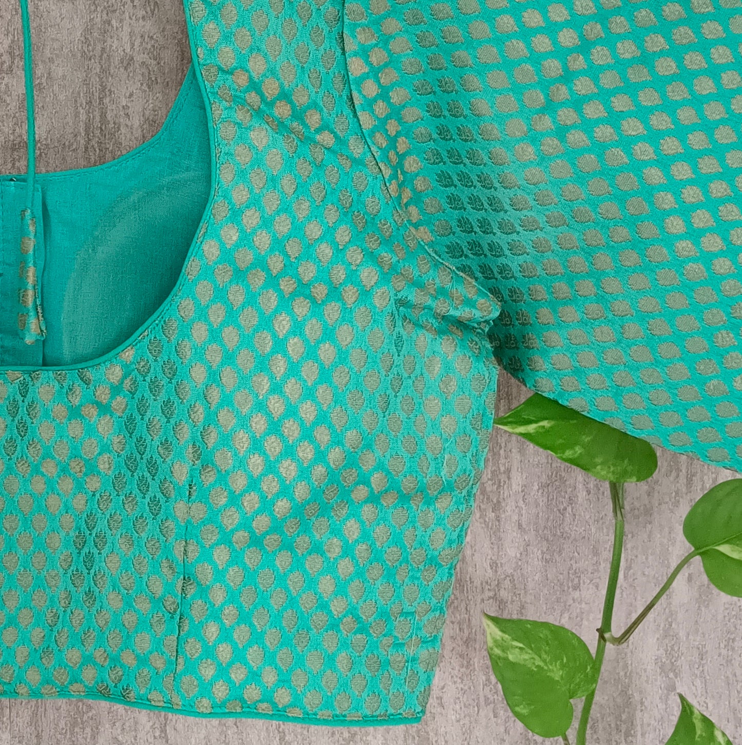 Classic Aqua Green Brocade Blouse(assorted)