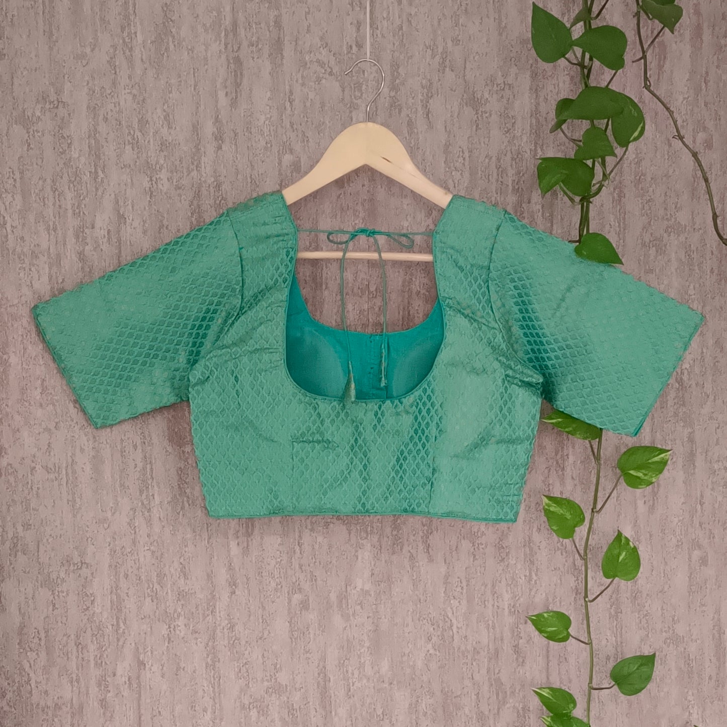 Classic Aqua Green Brocade Blouse(assorted)
