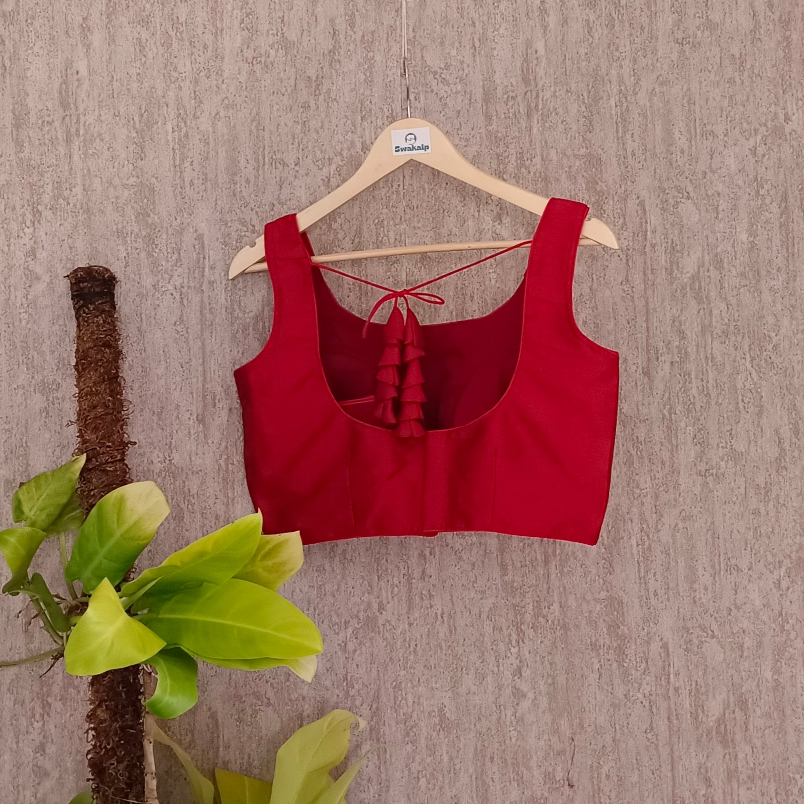 Dark Red Sleeveless Blouse