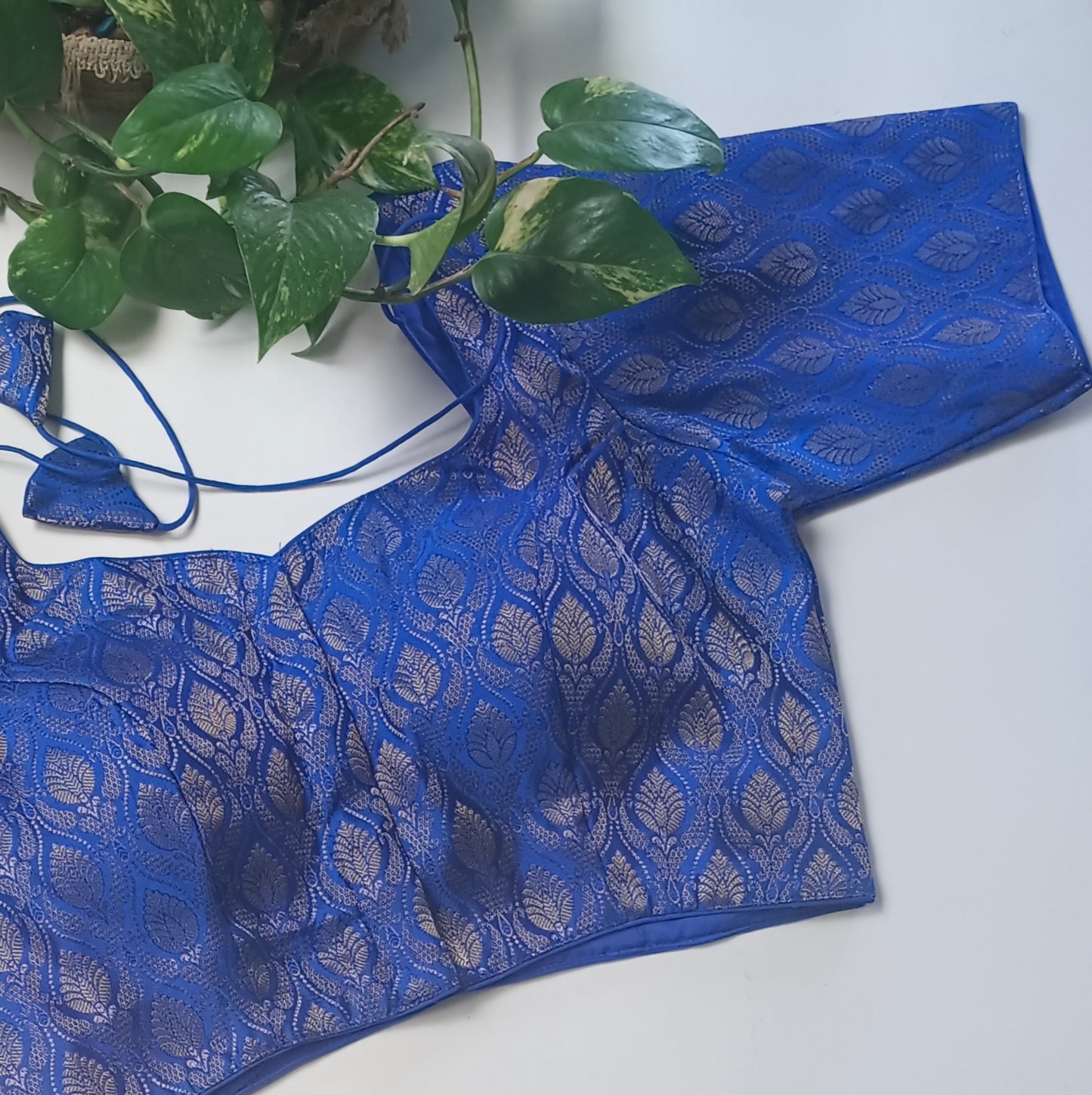 Royal Blue Brocade Blouse