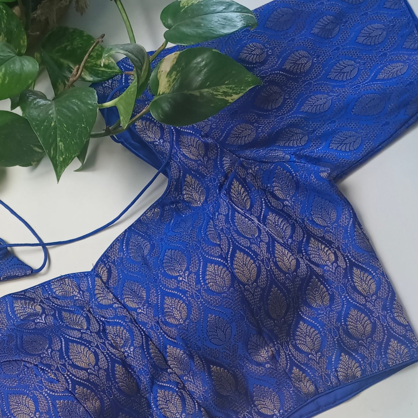 Royal Blue Brocade Blouse