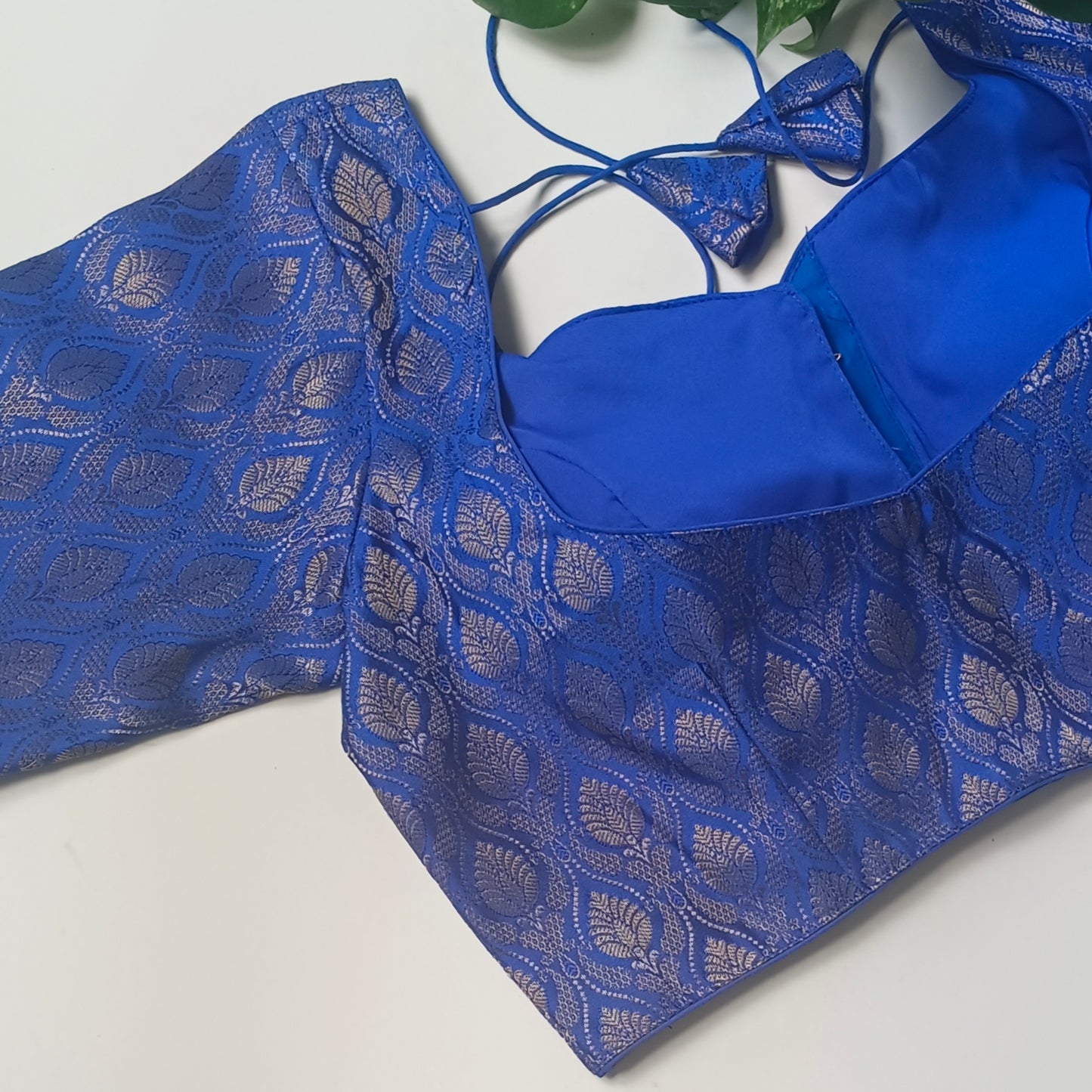 Royal Blue Brocade Blouse
