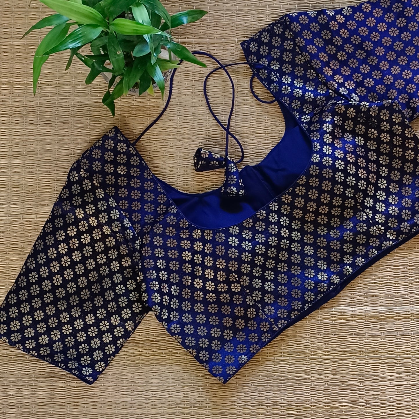 Classic Navy Blue Brocade Blouse(assorted)