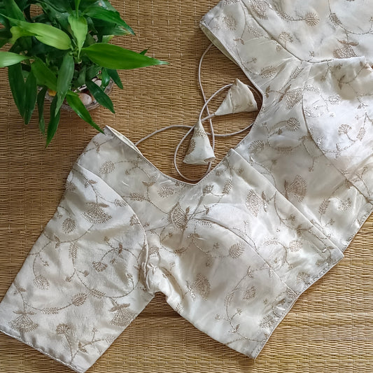 Light Golden Tissue blouse with golden embroidery( assorted )