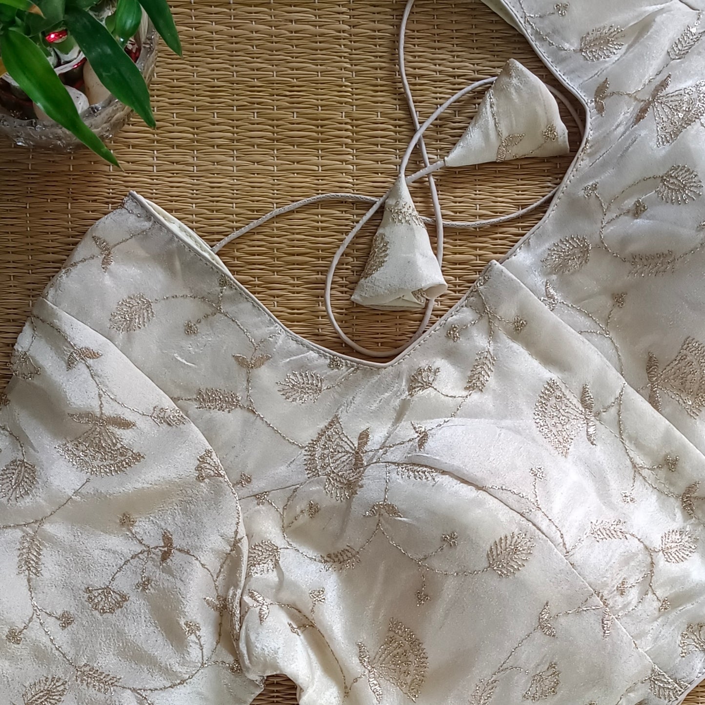 Light Golden Tissue blouse with golden embroidery( assorted )