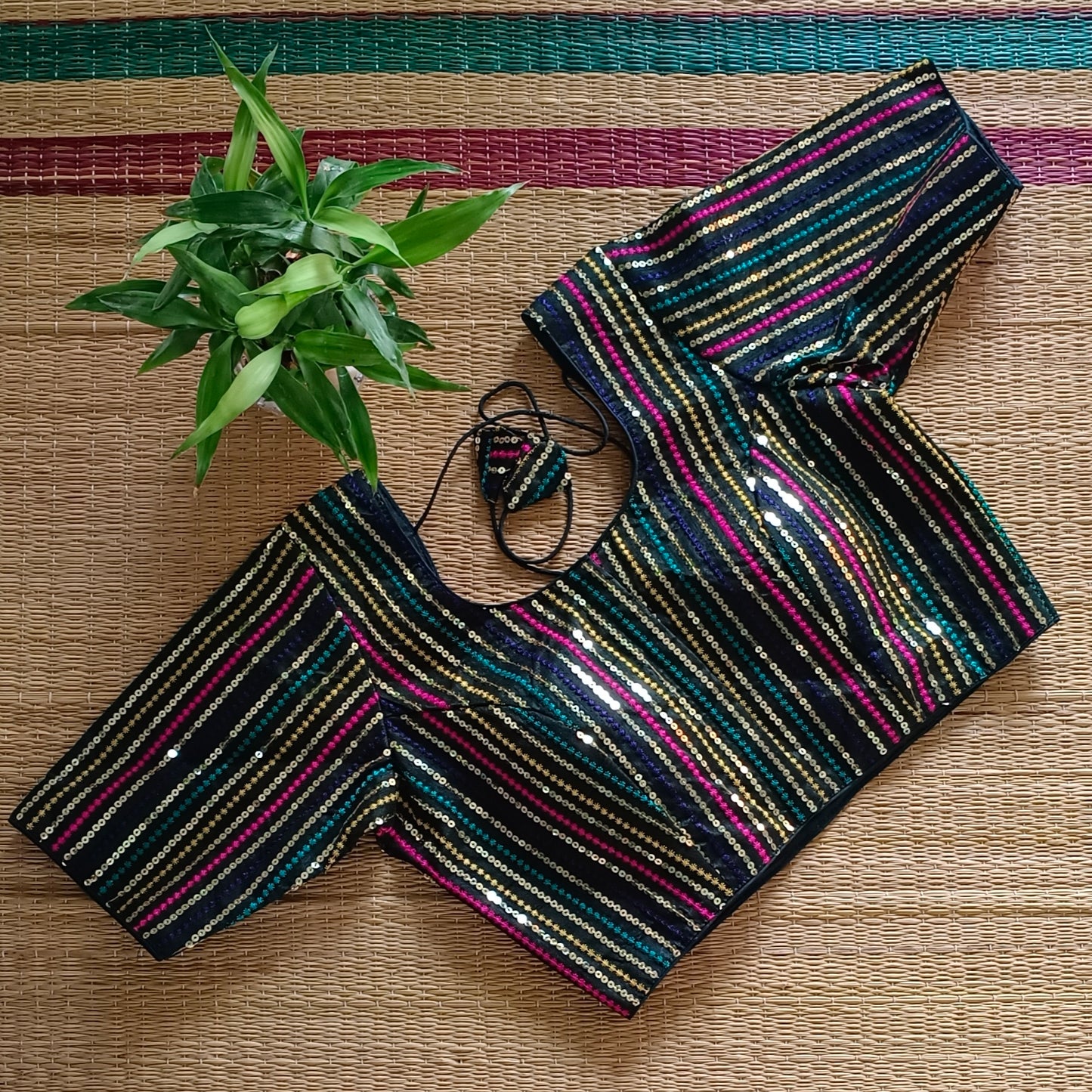 Dark bottle green sequence blouse