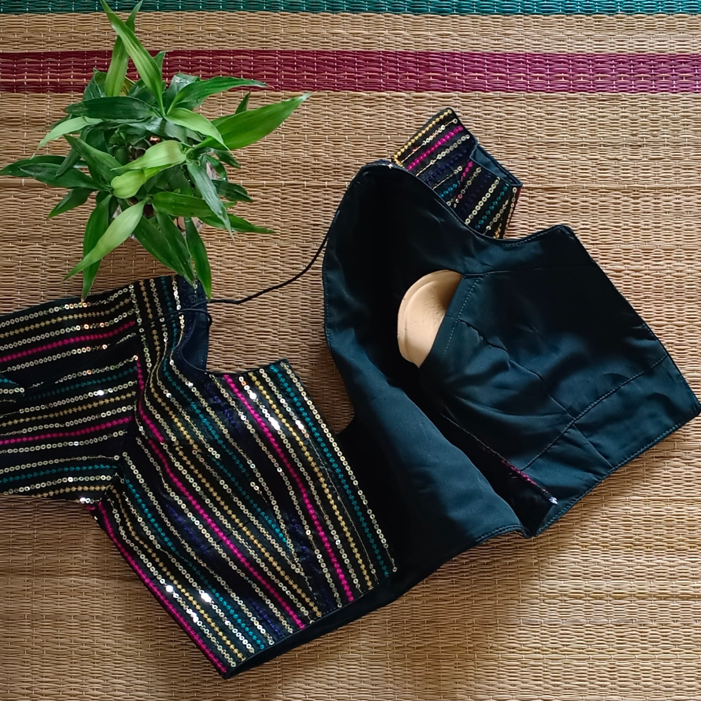 Dark bottle green sequence blouse