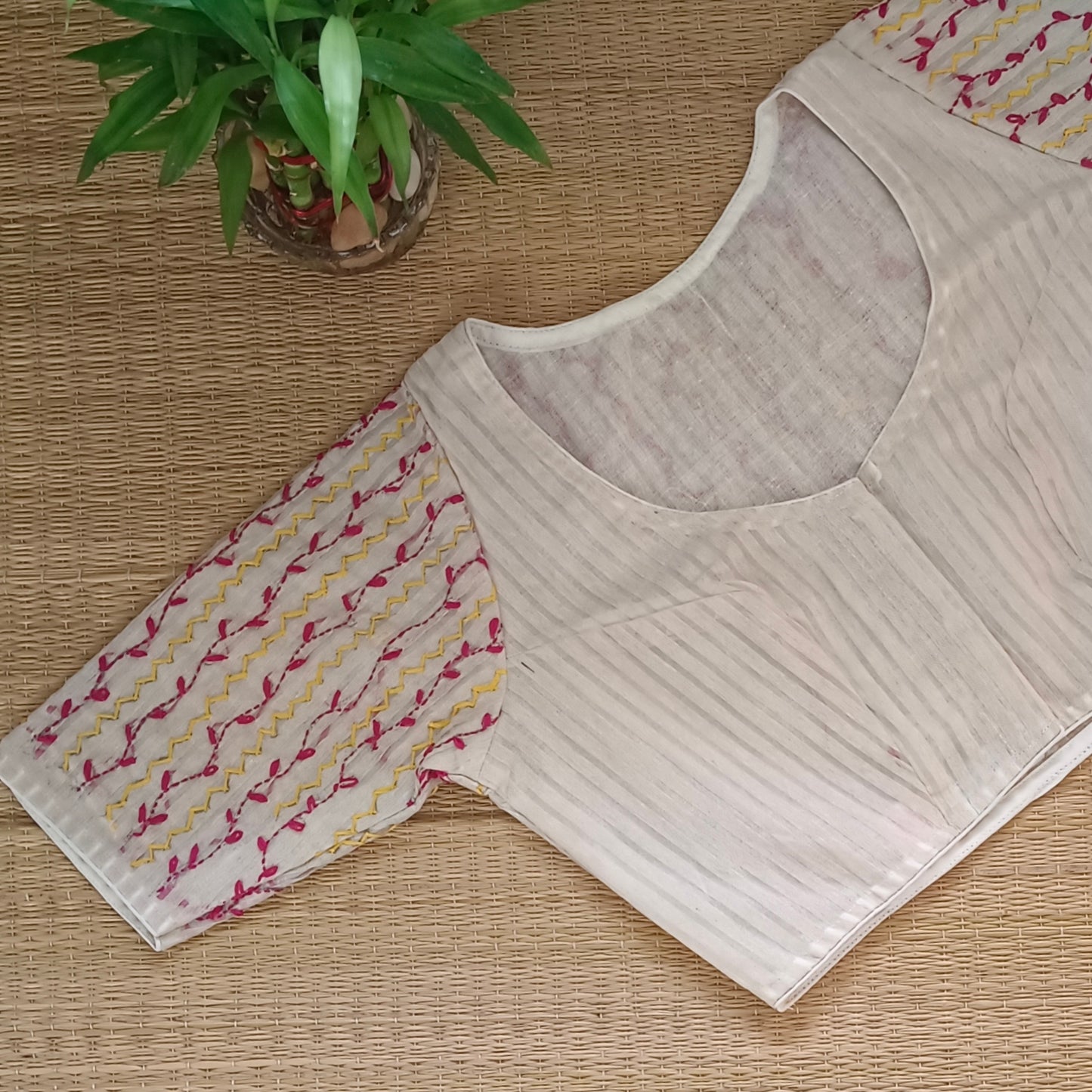 Beige hand embroidery blouse