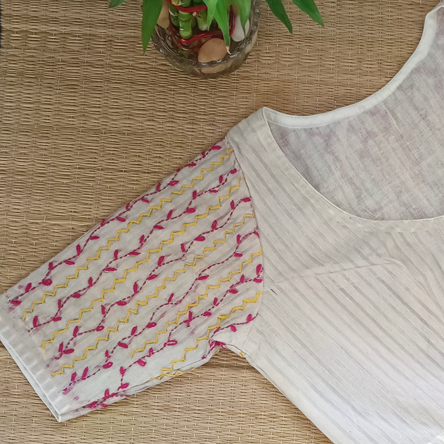 Beige hand embroidery blouse