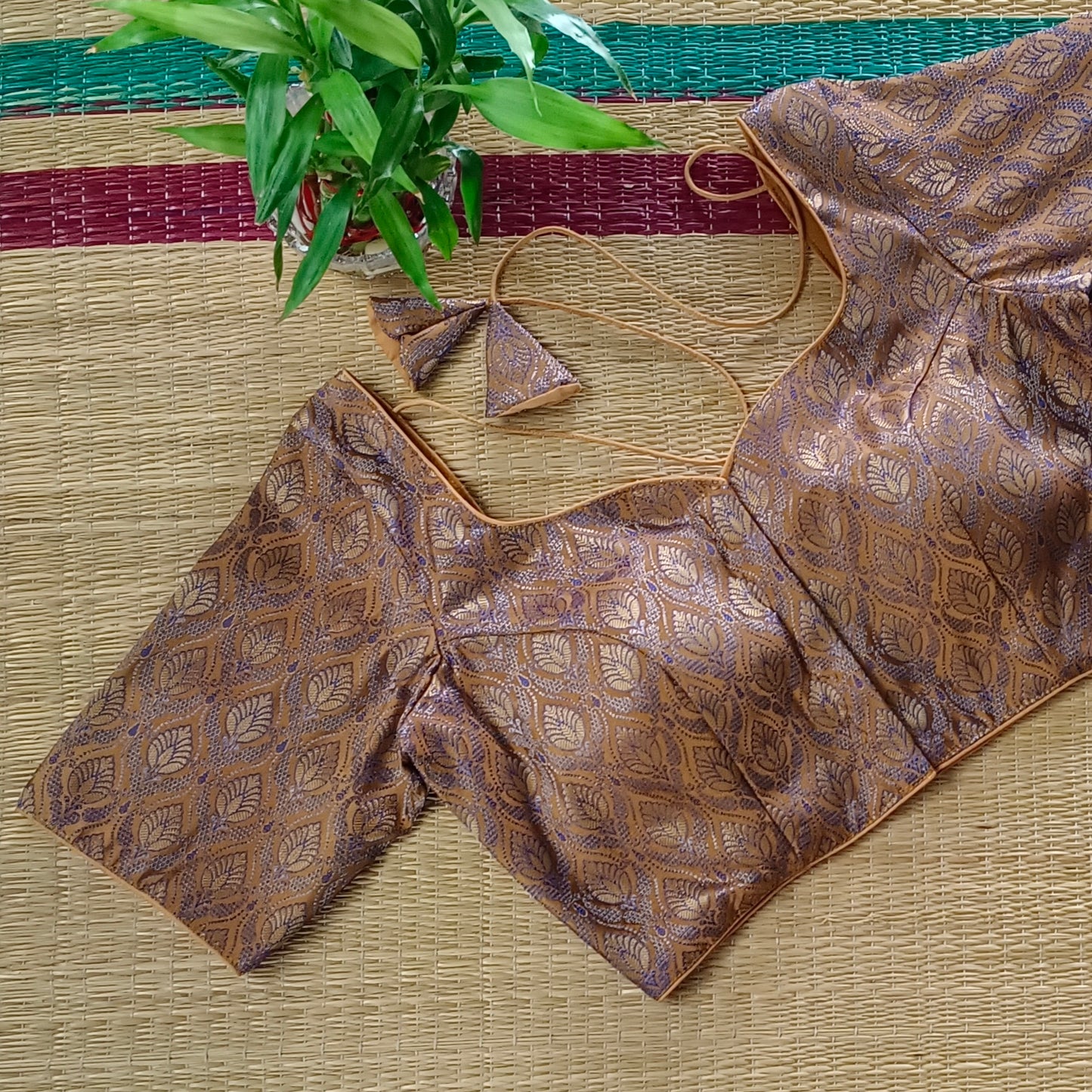 Dark Mustard Brocade Blouse