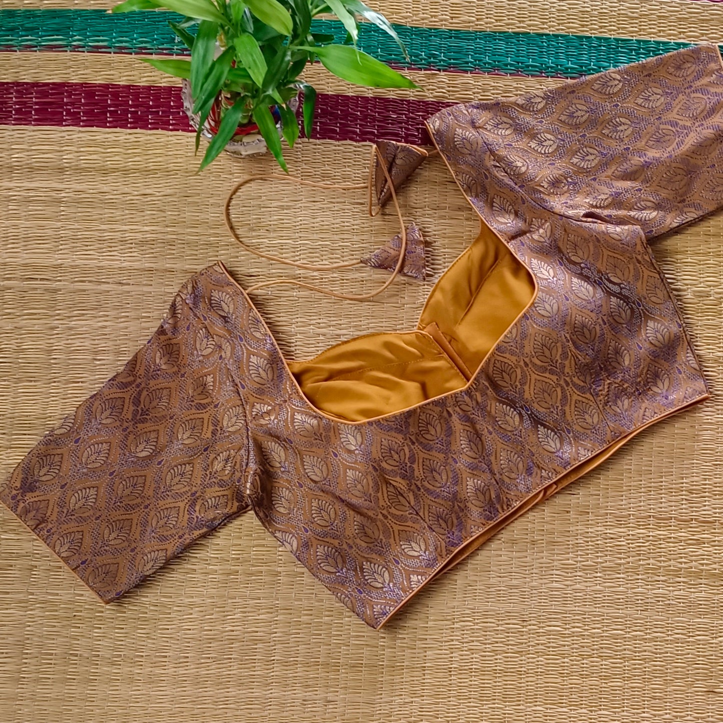Dark Mustard Brocade Blouse