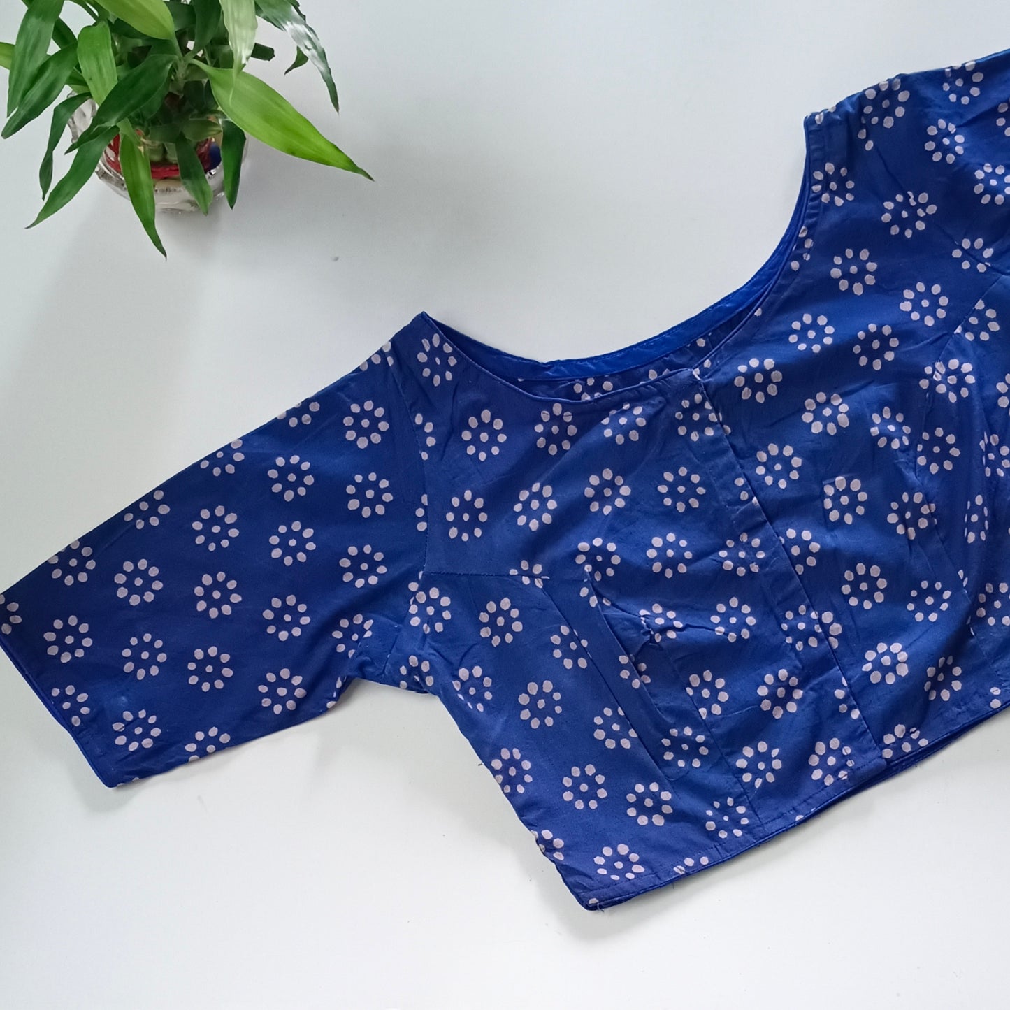 Indigo Printed Cotton Blouse