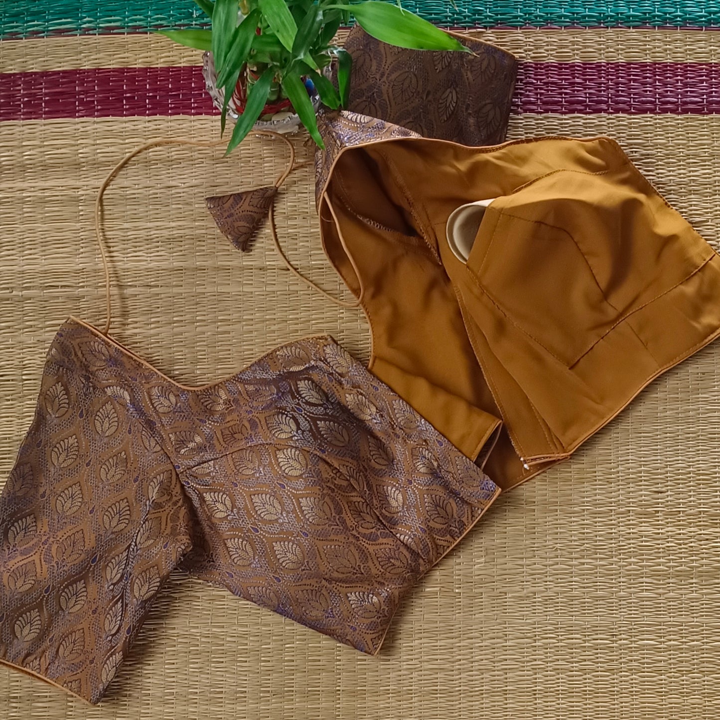 Dark Mustard Brocade Blouse