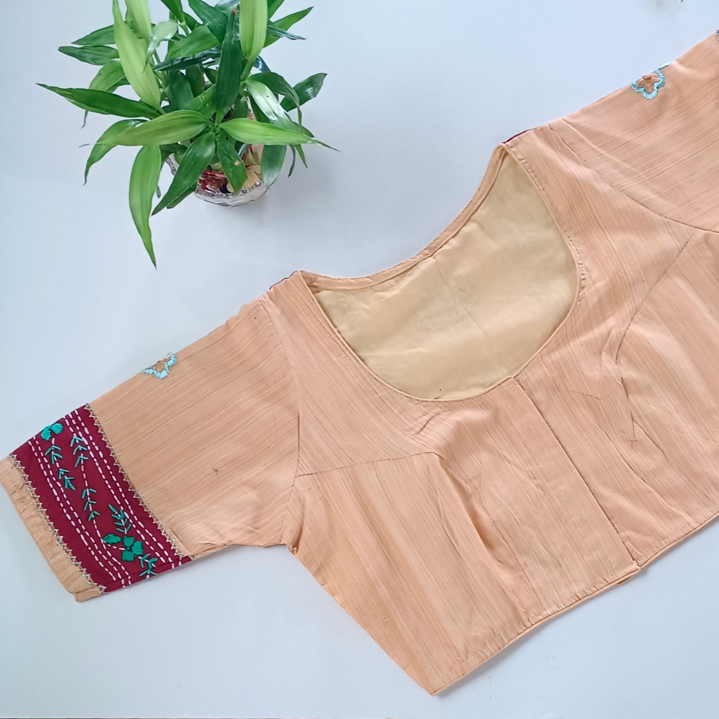 Beige patchwork blouse