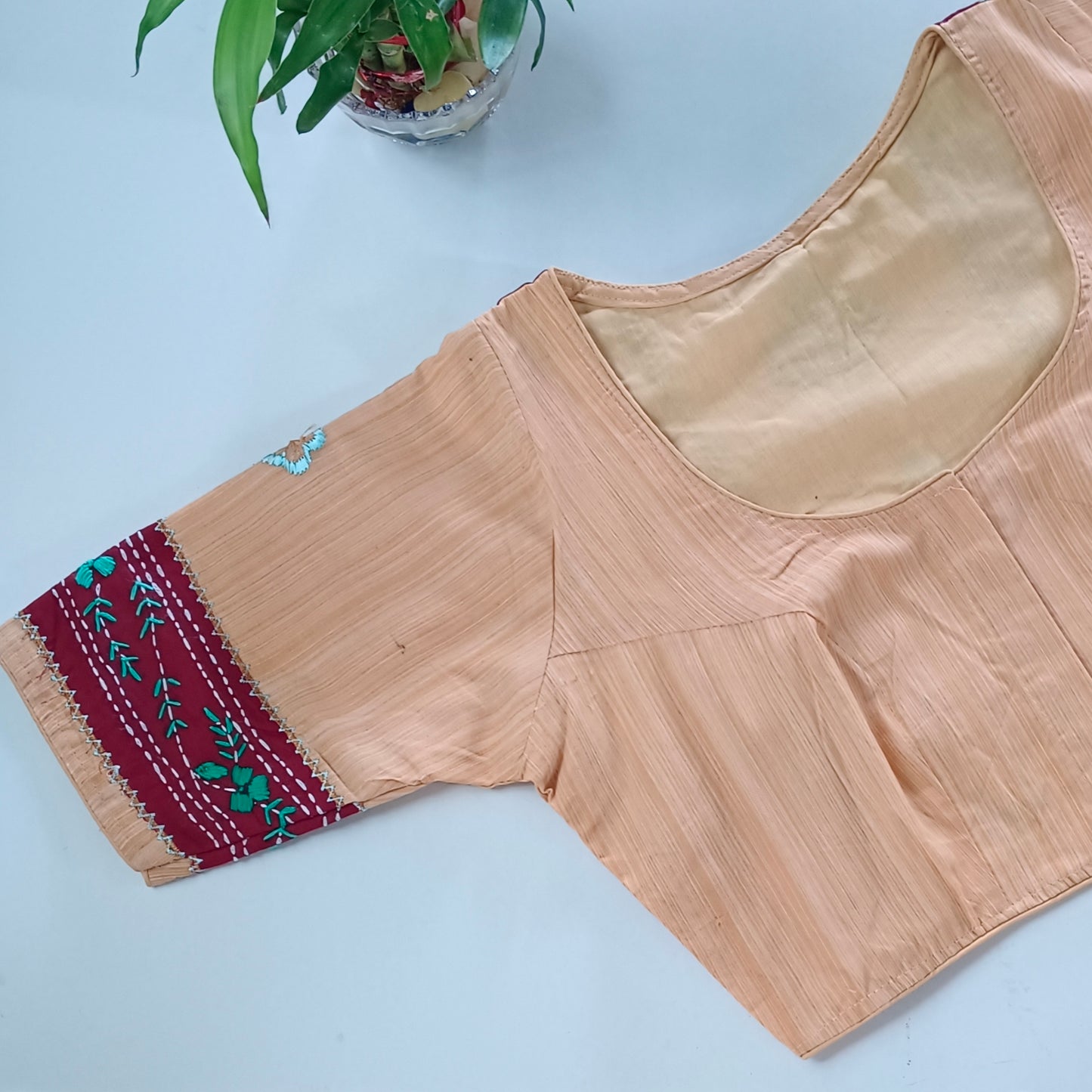 Beige patchwork blouse