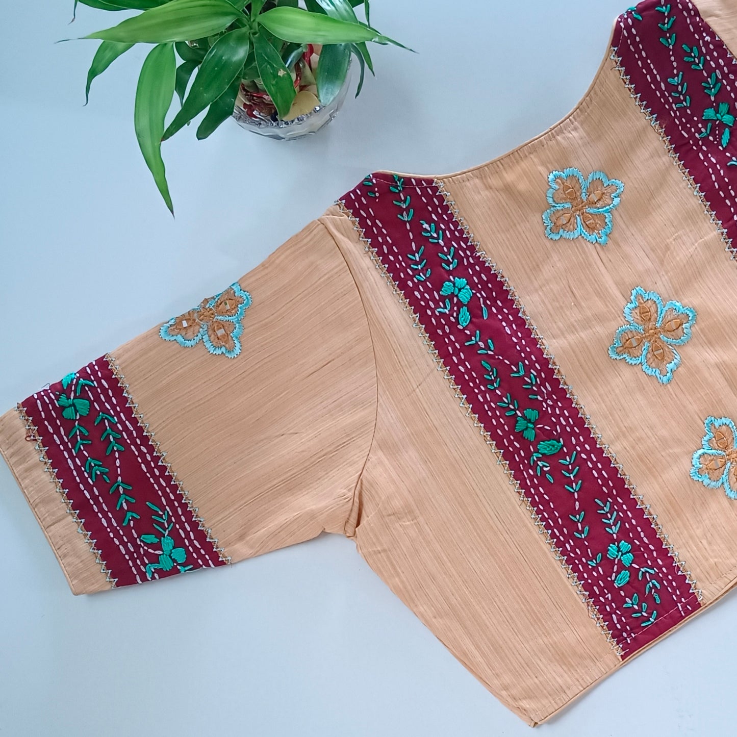 Beige patchwork blouse