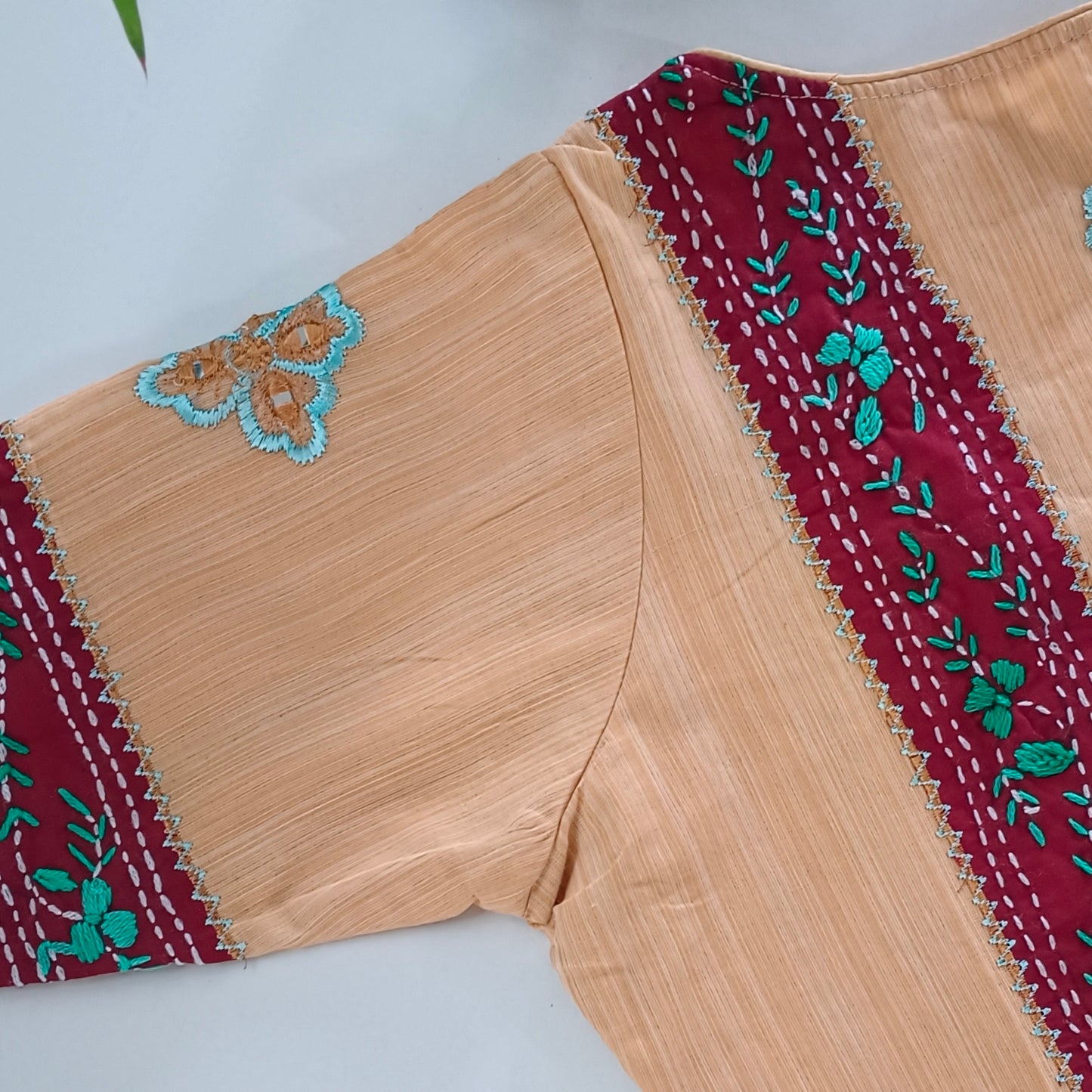 Beige patchwork blouse