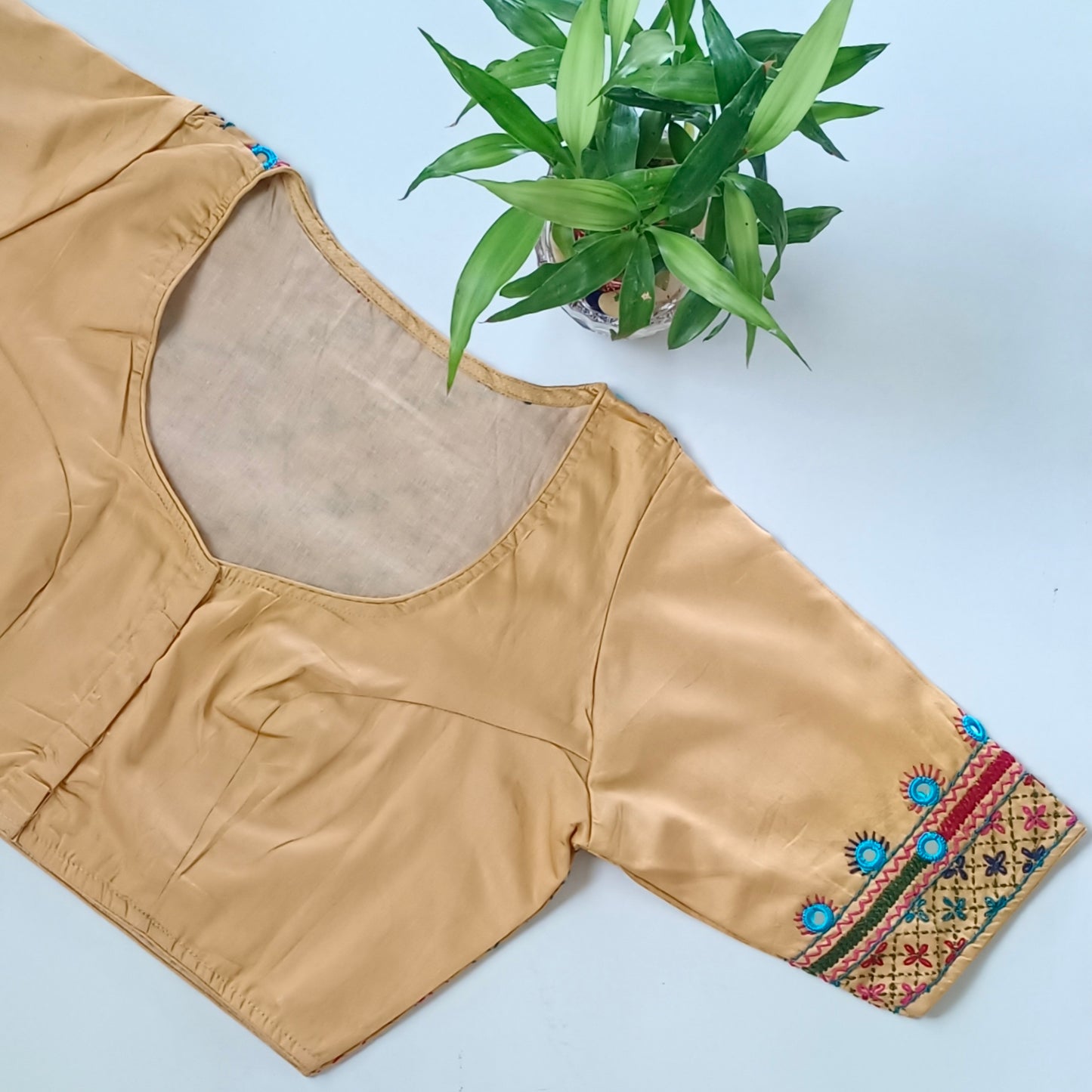 Golden hand embroidery blouse