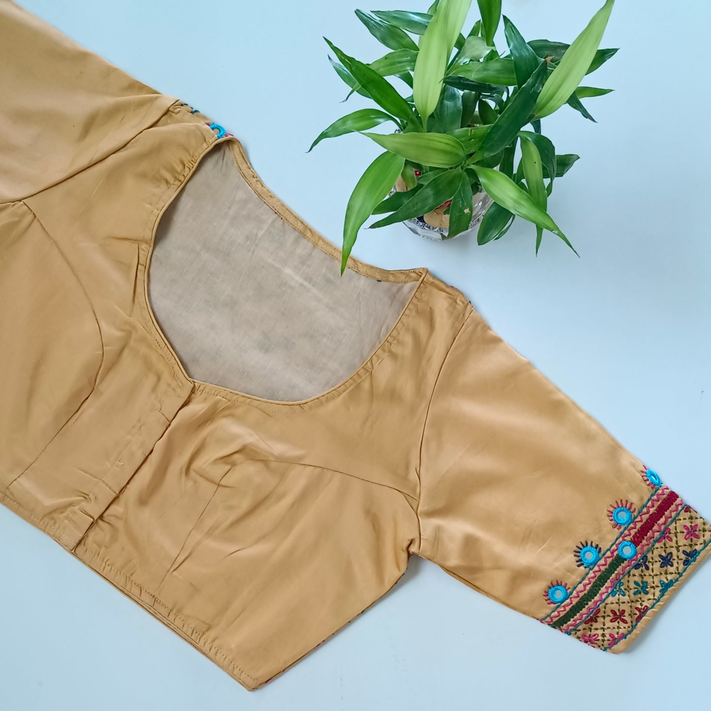 Golden hand embroidery blouse