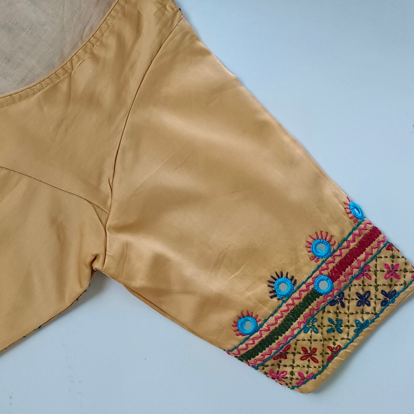Golden hand embroidery blouse