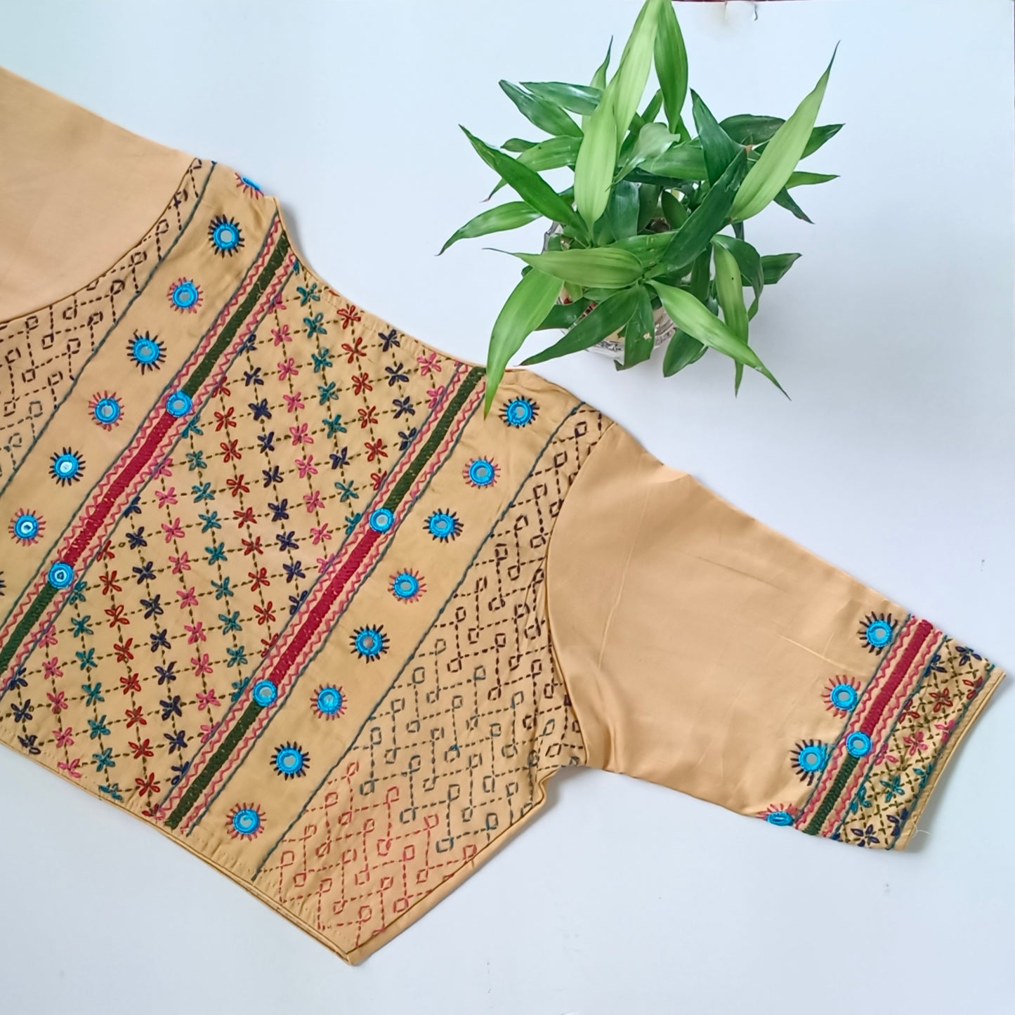 Golden hand embroidery blouse