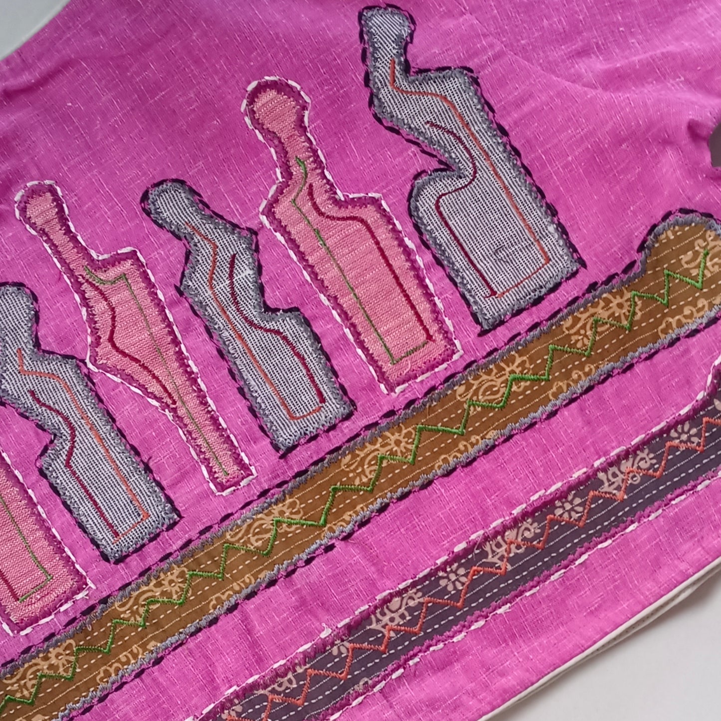 Pink Khadi Patch Work Blouse