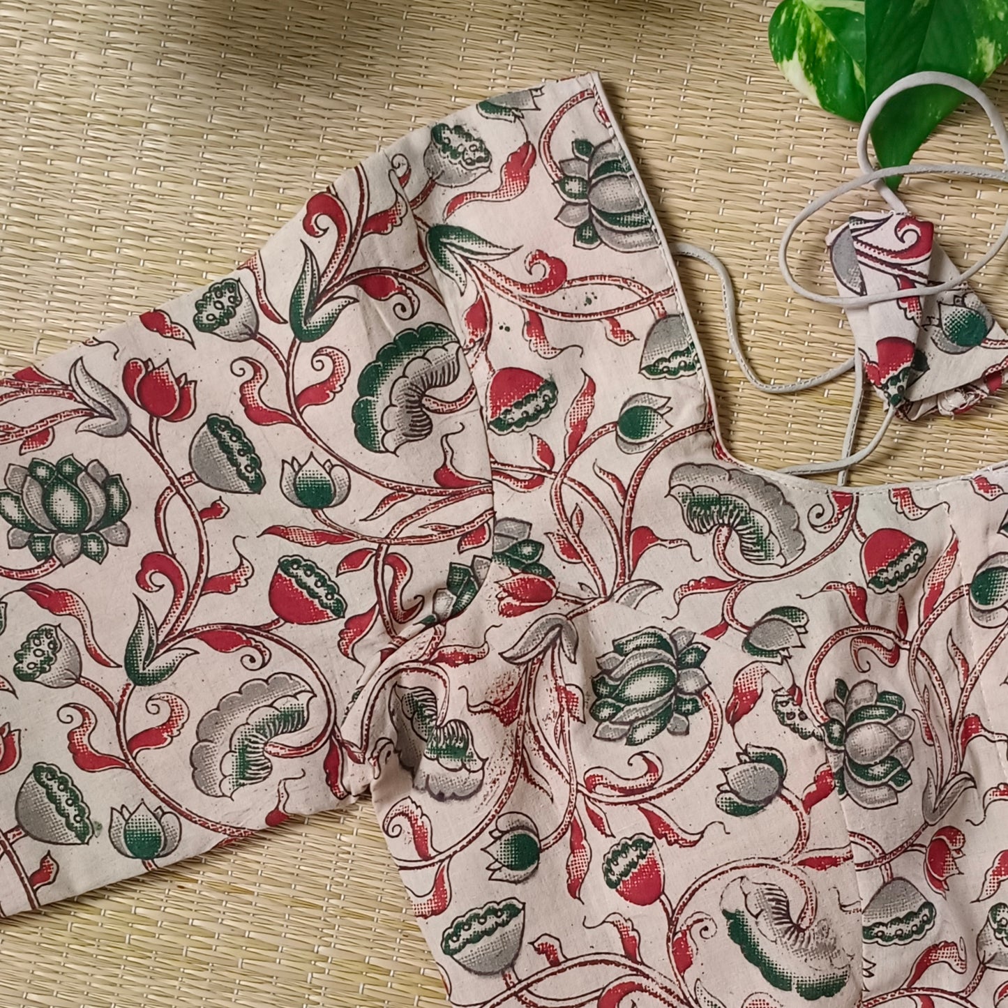 Beige Kalamkari Cotton Blouse