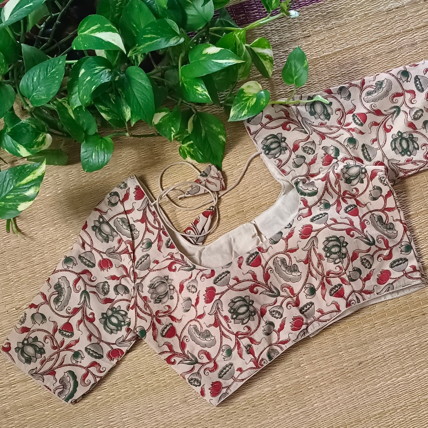 Beige Kalamkari Cotton Blouse