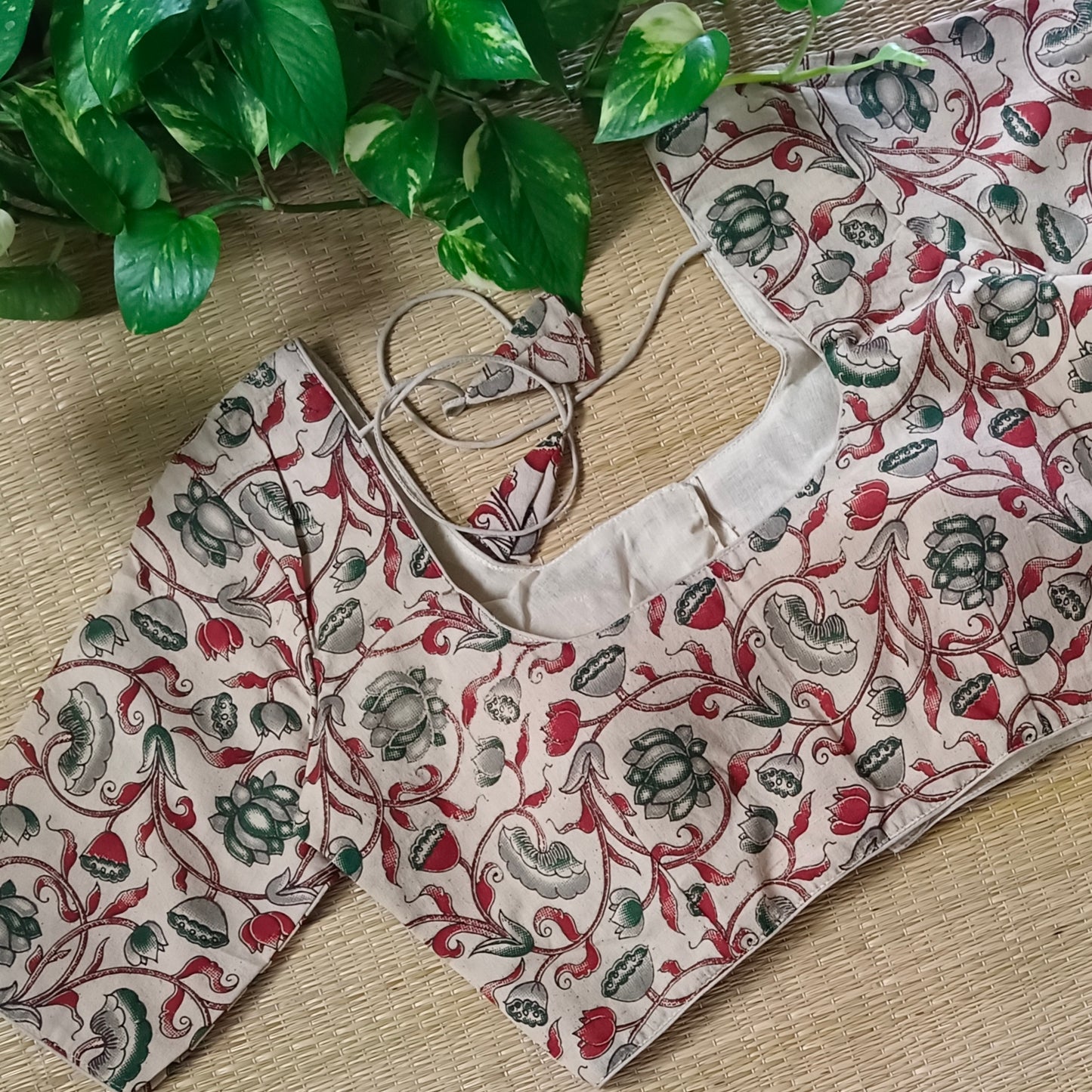 Beige Kalamkari Cotton Blouse