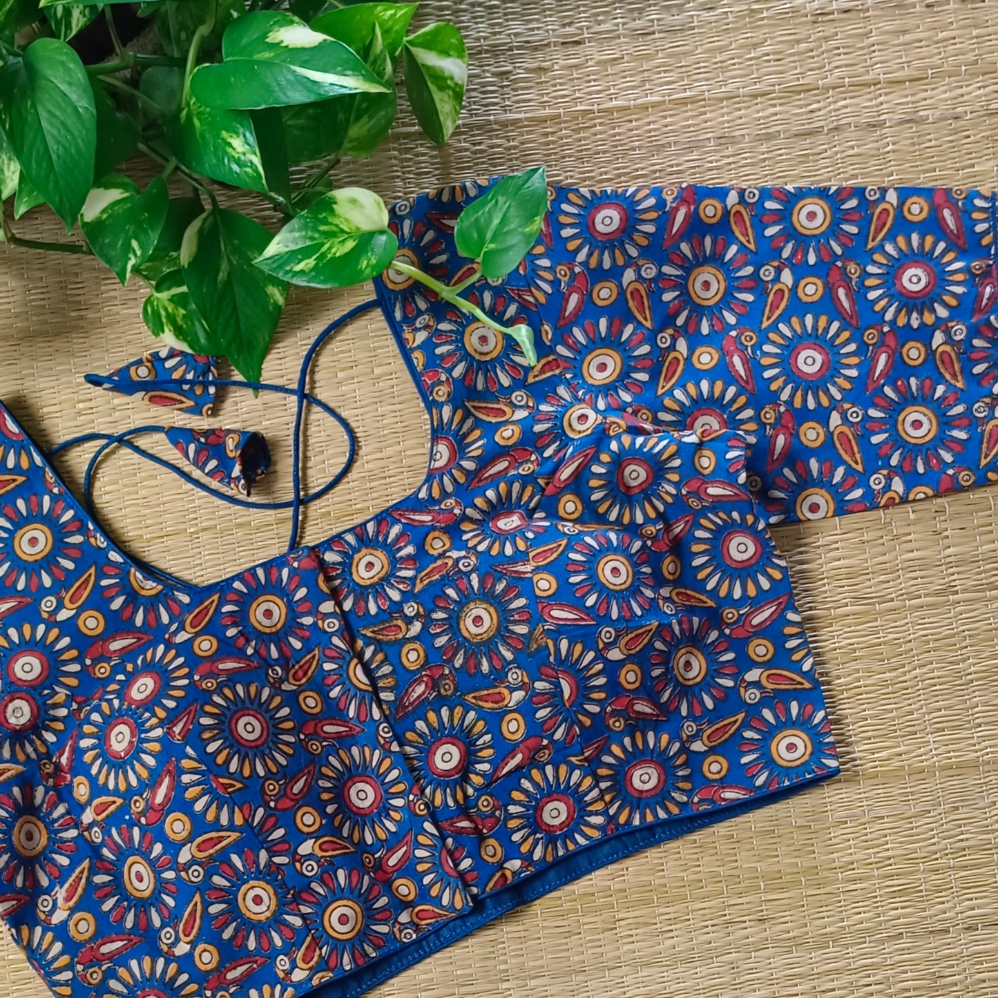 Royal Blue Kalamkari Cotton Blouse