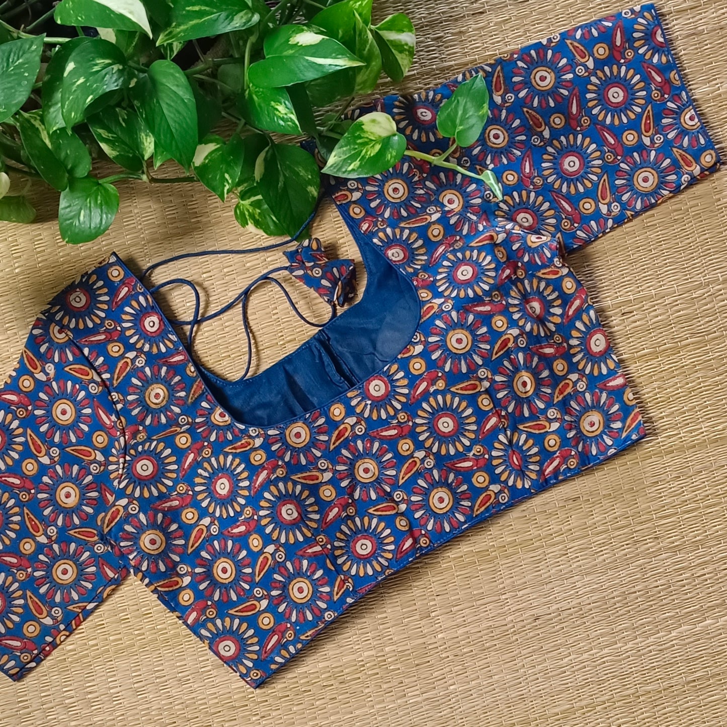 Royal Blue Kalamkari Cotton Blouse