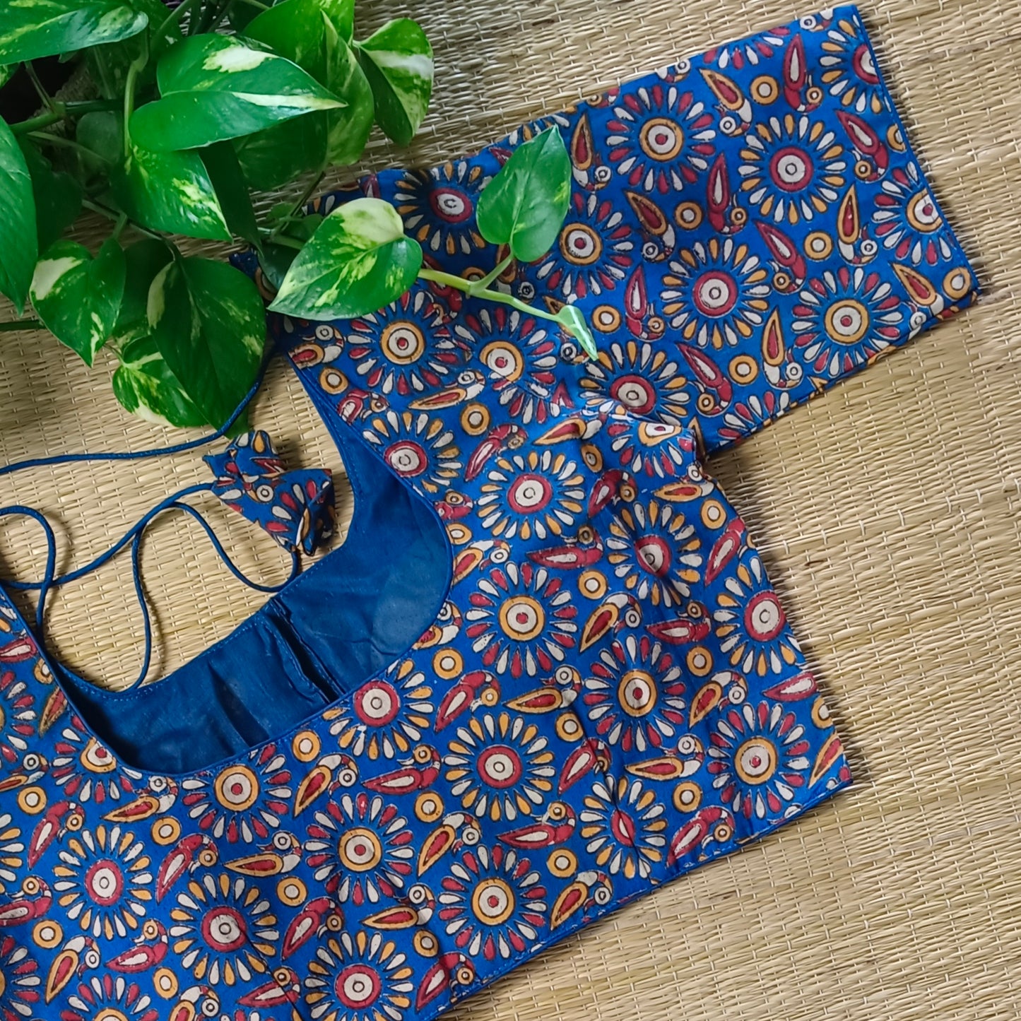 Royal Blue Kalamkari Cotton Blouse