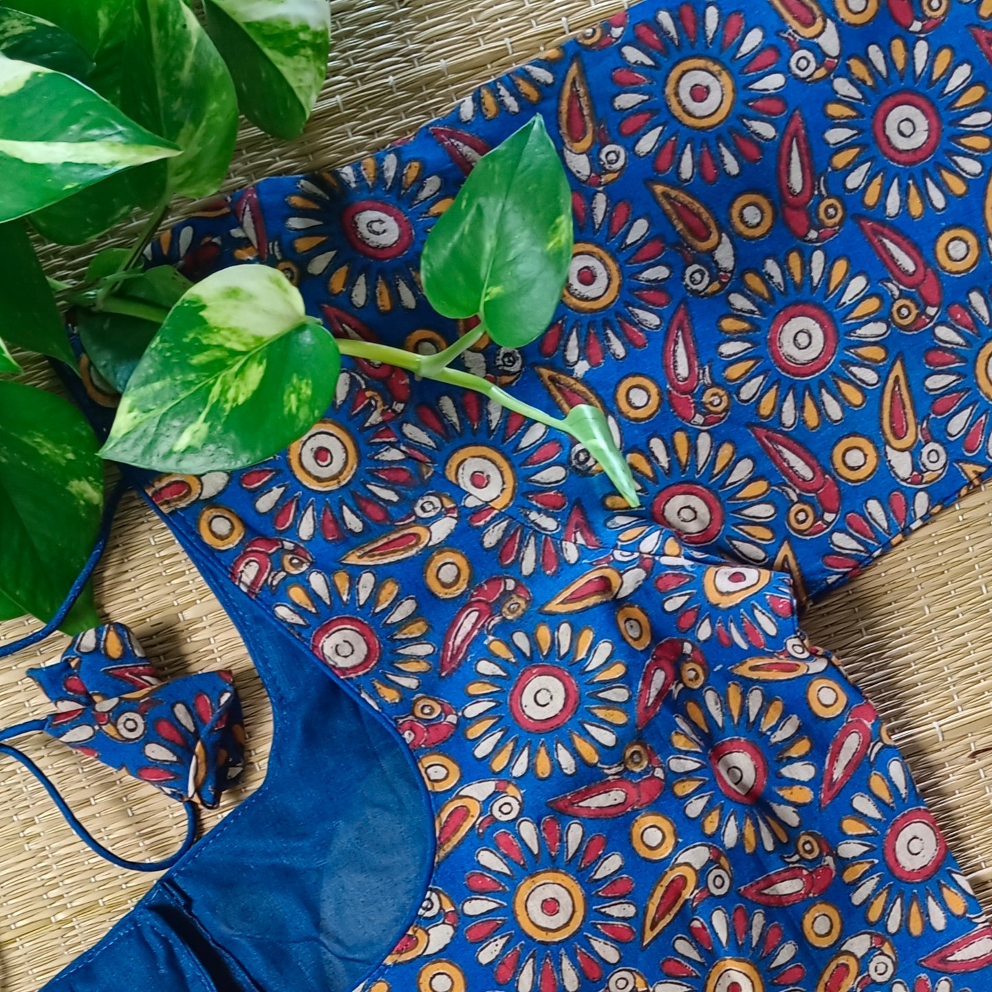 Royal Blue Kalamkari Cotton Blouse