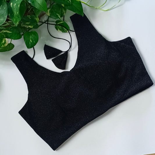 Black Sequence blouse with attachable sleeves