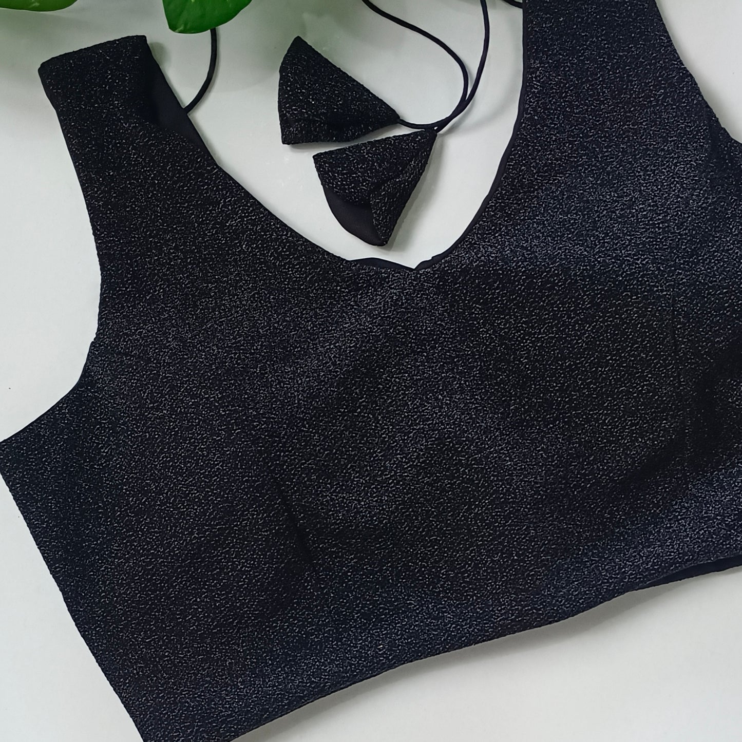 Black Sequence blouse with attachable sleeves