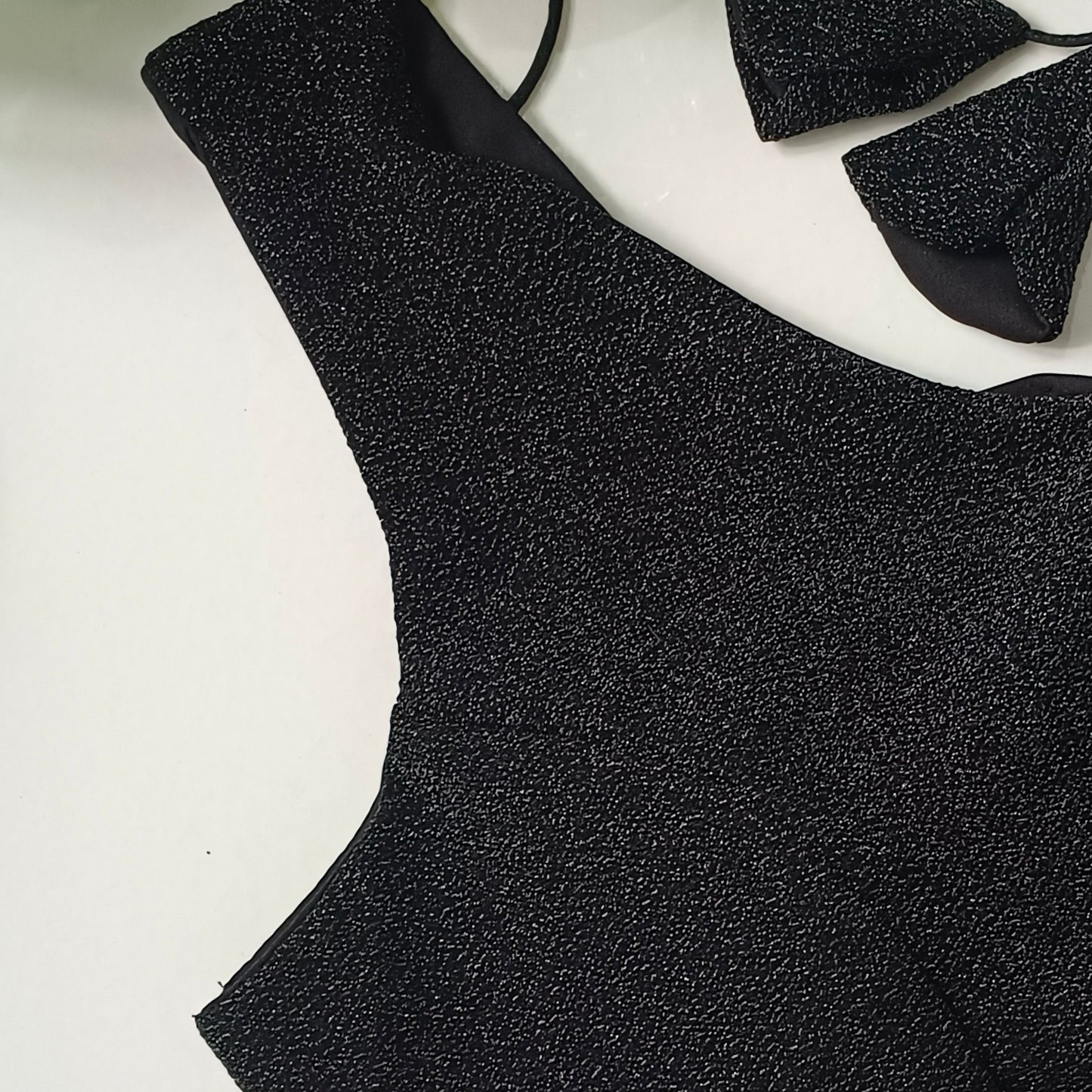Black Sequence blouse with attachable sleeves