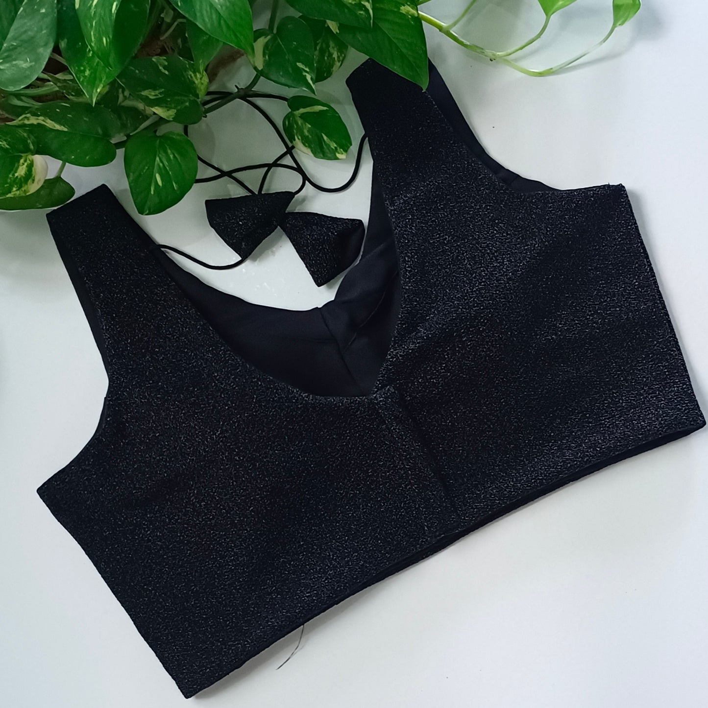 Black Sequence blouse with attachable sleeves